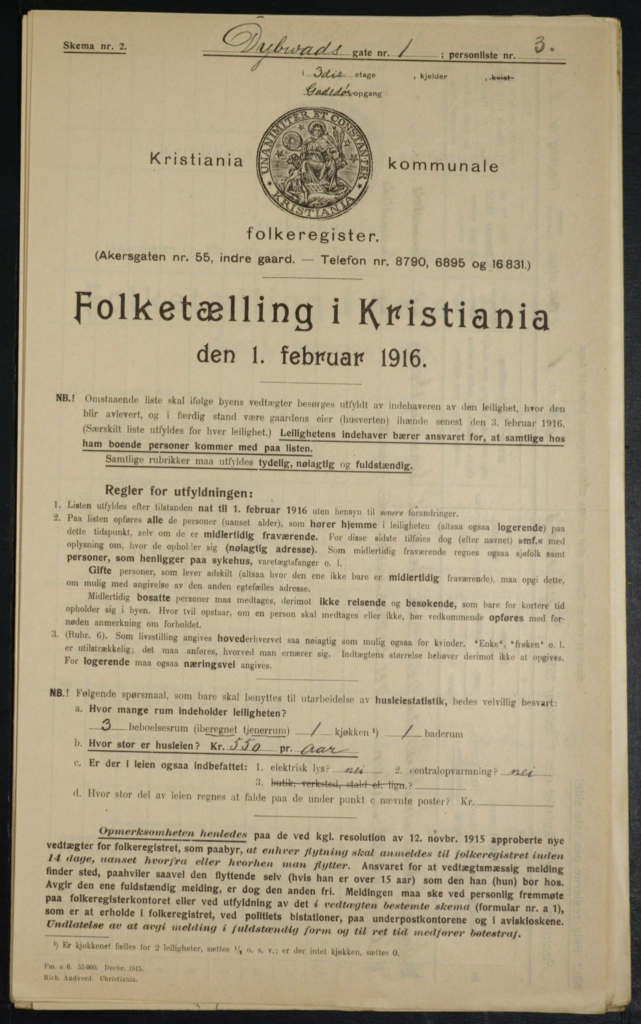 OBA, Municipal Census 1916 for Kristiania, 1916, p. 17522