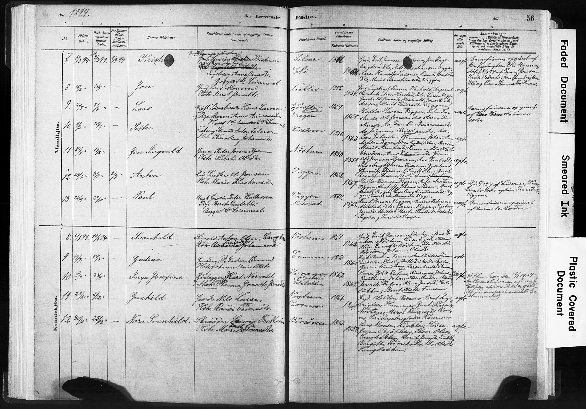 Ministerialprotokoller, klokkerbøker og fødselsregistre - Sør-Trøndelag, SAT/A-1456/665/L0773: Parish register (official) no. 665A08, 1879-1905, p. 56
