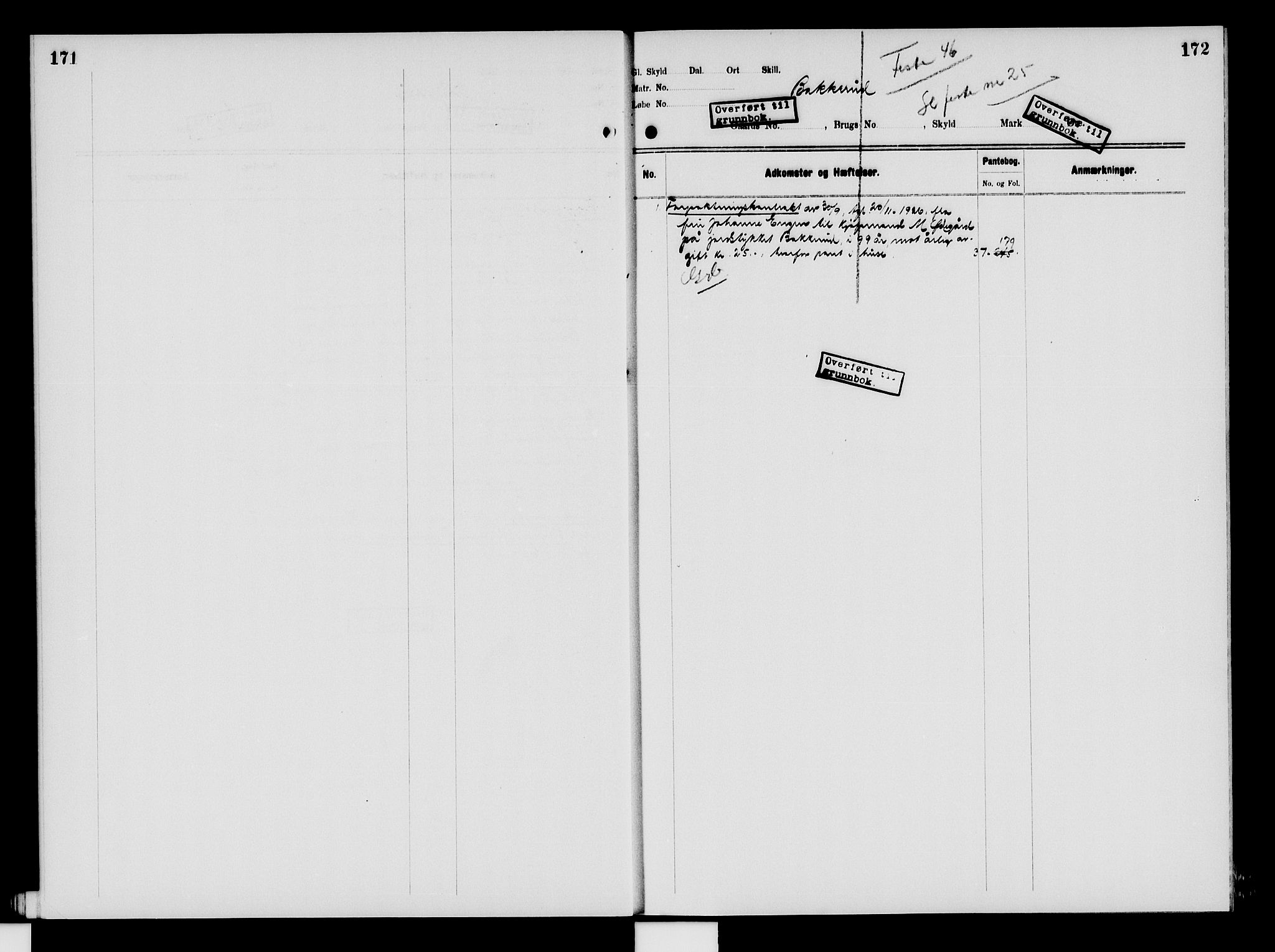 Nord-Hedmark sorenskriveri, SAH/TING-012/H/Ha/Had/Hade/L0009: Mortgage register no. 4.9, 1924-1940, p. 171-172