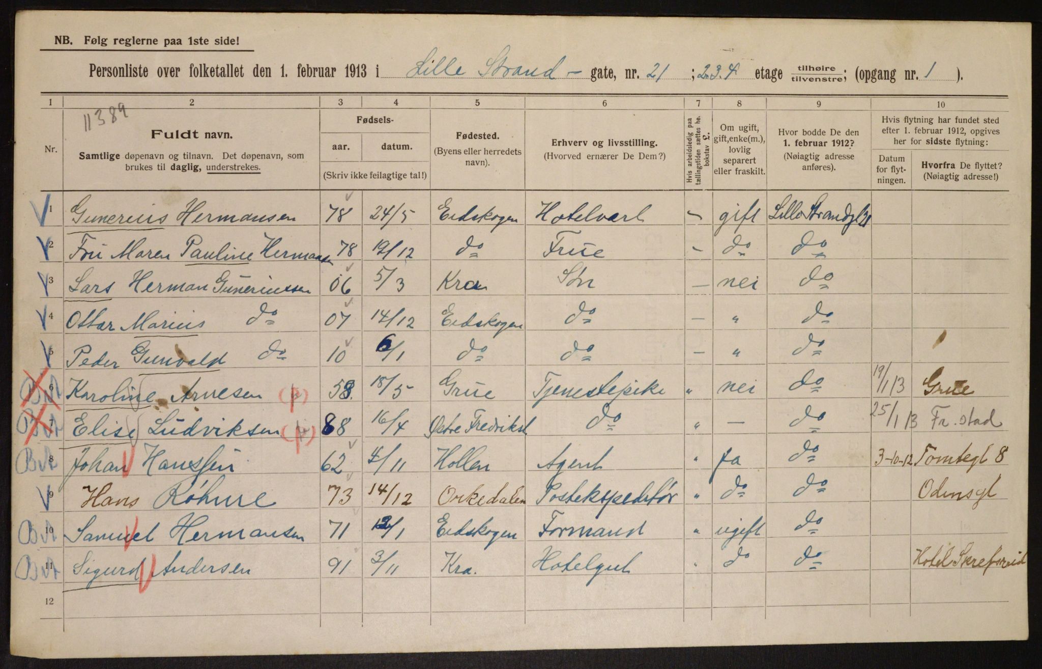 OBA, Municipal Census 1913 for Kristiania, 1913, p. 57386