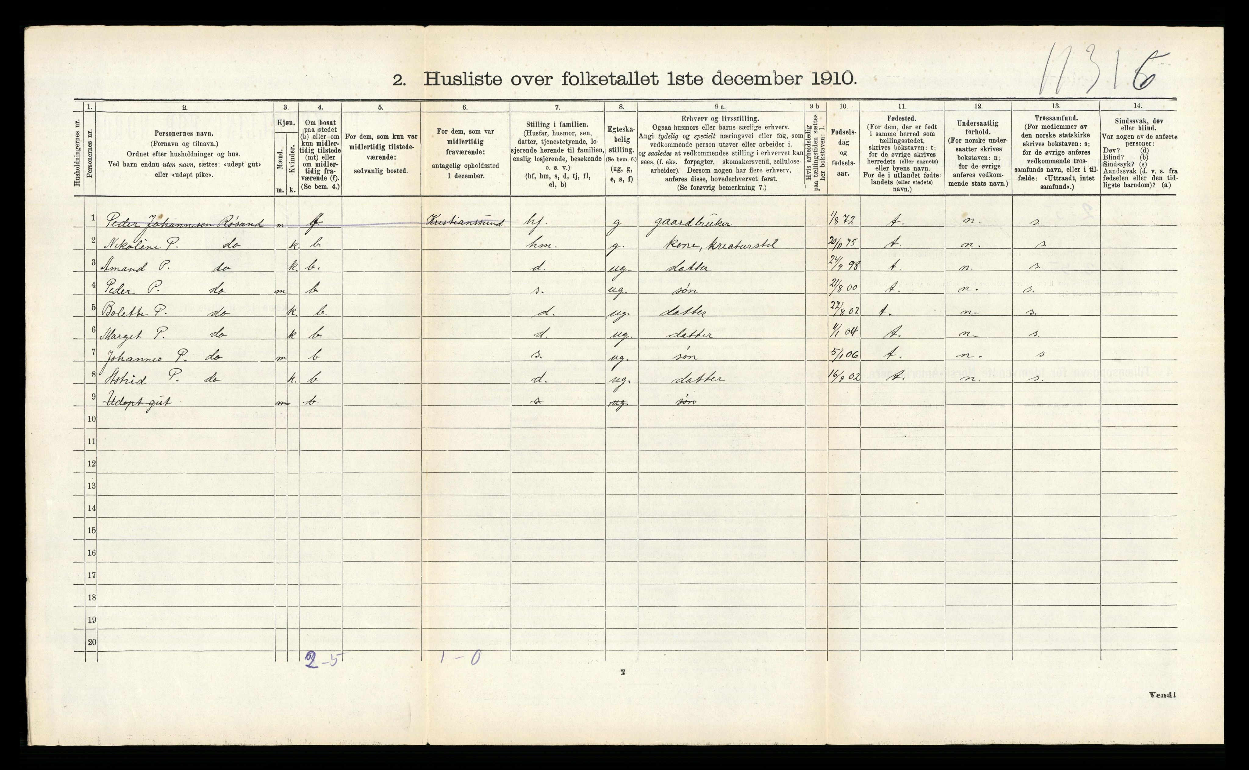 RA, 1910 census for Bremsnes, 1910, p. 717