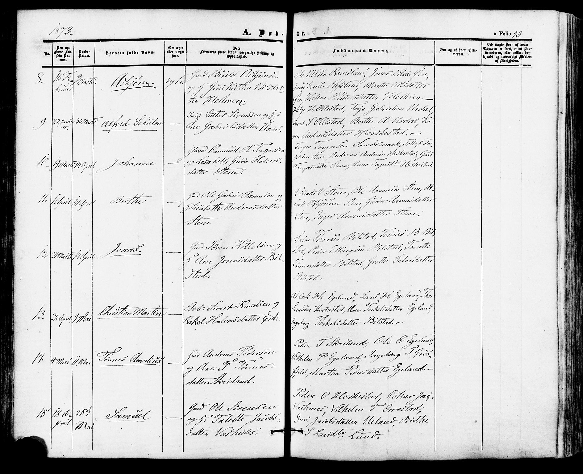 Lund sokneprestkontor, AV/SAST-A-101809/S06/L0010: Parish register (official) no. A 9, 1854-1886, p. 93