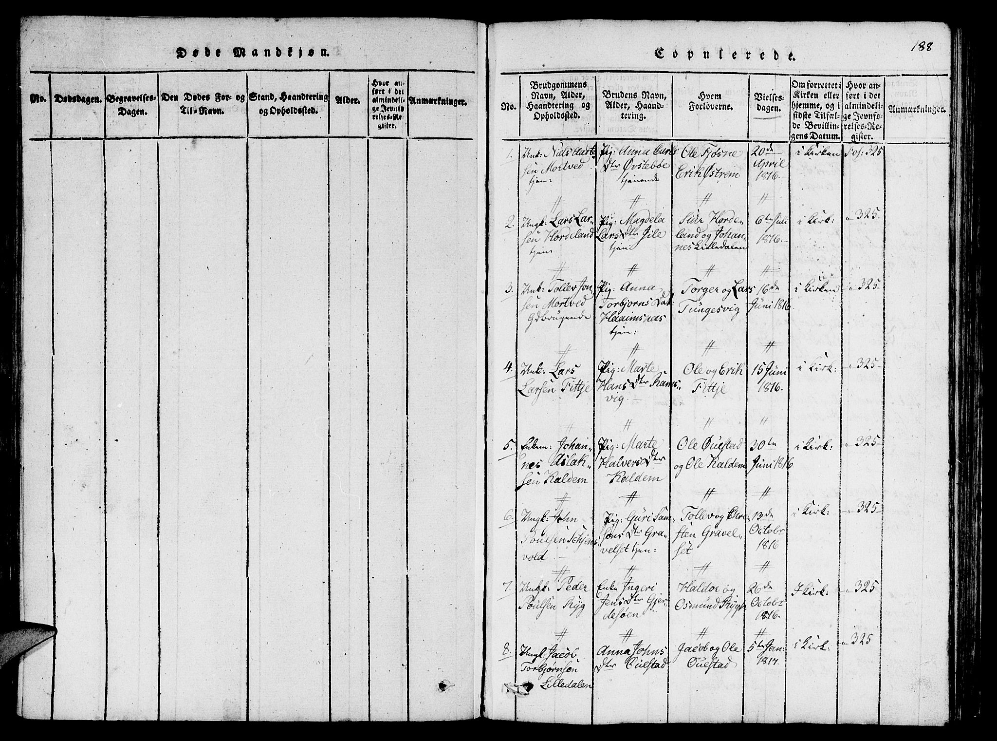 Etne sokneprestembete, SAB/A-75001/H/Haa: Parish register (official) no. A 6, 1815-1831, p. 188