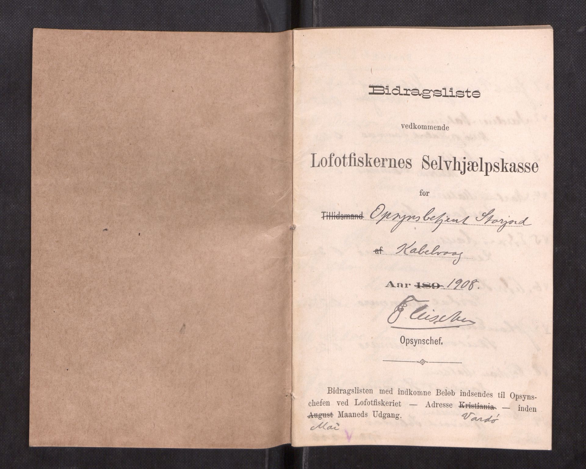 Oppsynssjefen ved Lofotfisket, AV/SAT-A-6224/D/L0173: Lofotfiskernes Selvhjelpskasse, 1885-1912, p. 707