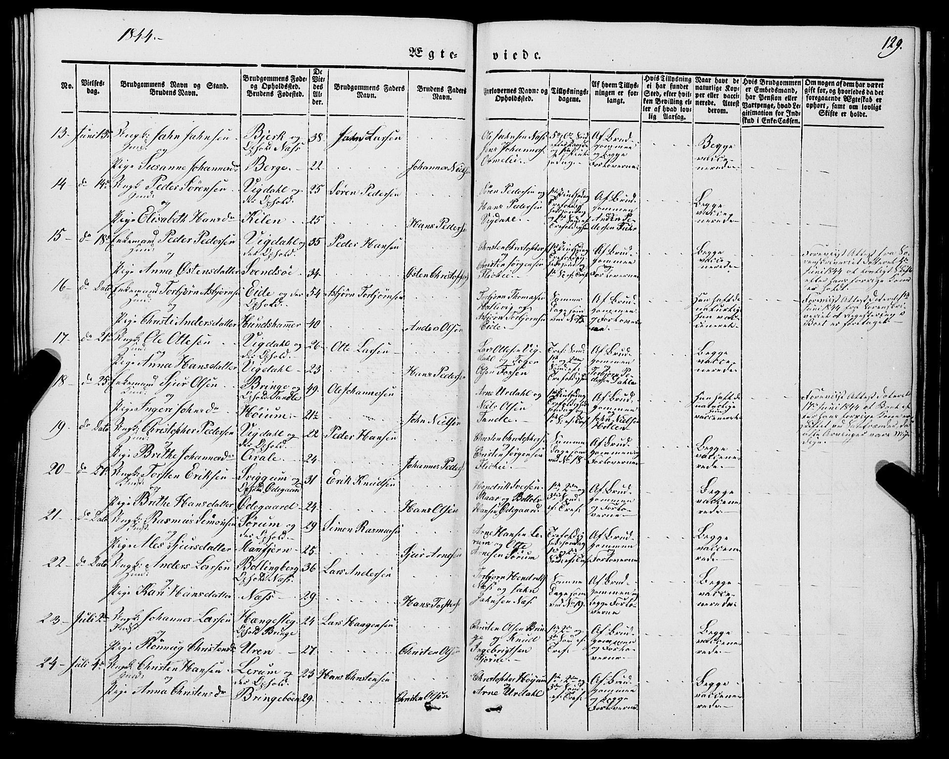 Luster sokneprestembete, SAB/A-81101/H/Haa/Haaa/L0006: Parish register (official) no. A 6, 1840-1848, p. 129