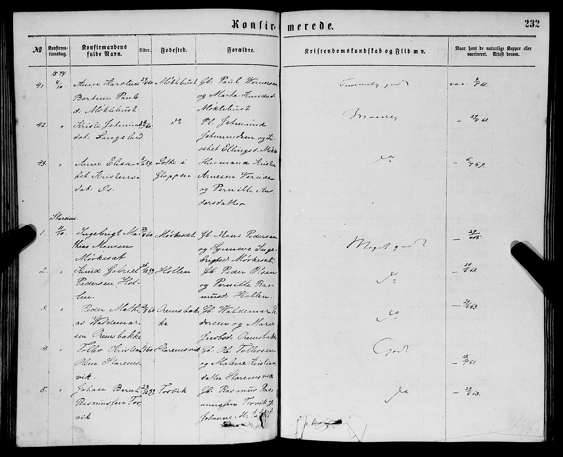 Eid sokneprestembete, AV/SAB-A-82301/H/Haa/Haaa/L0010: Parish register (official) no. A 10, 1867-1878, p. 232