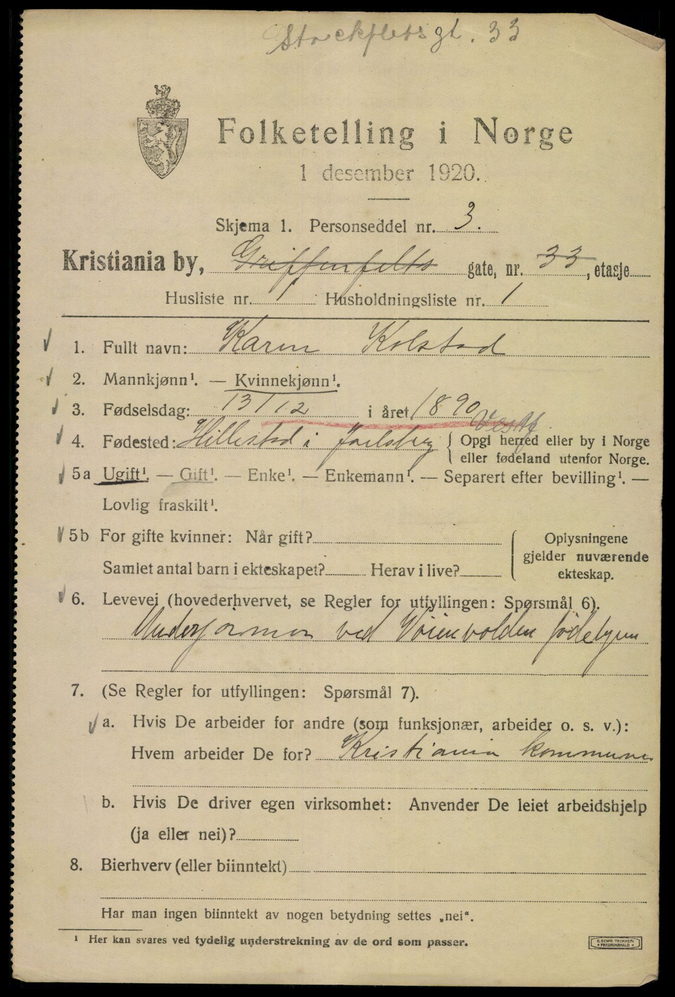 SAO, 1920 census for Kristiania, 1920, p. 542911