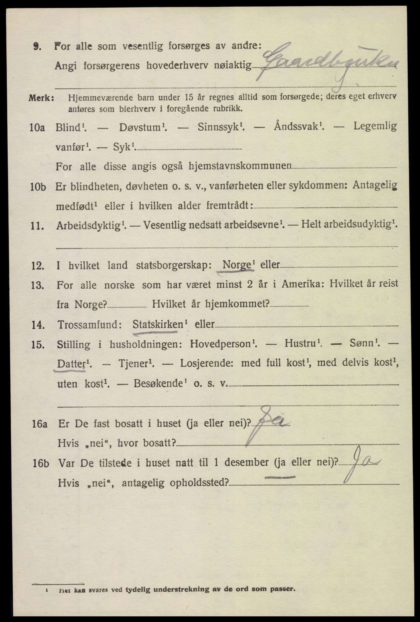 SAK, 1920 census for Søndeled, 1920, p. 1728