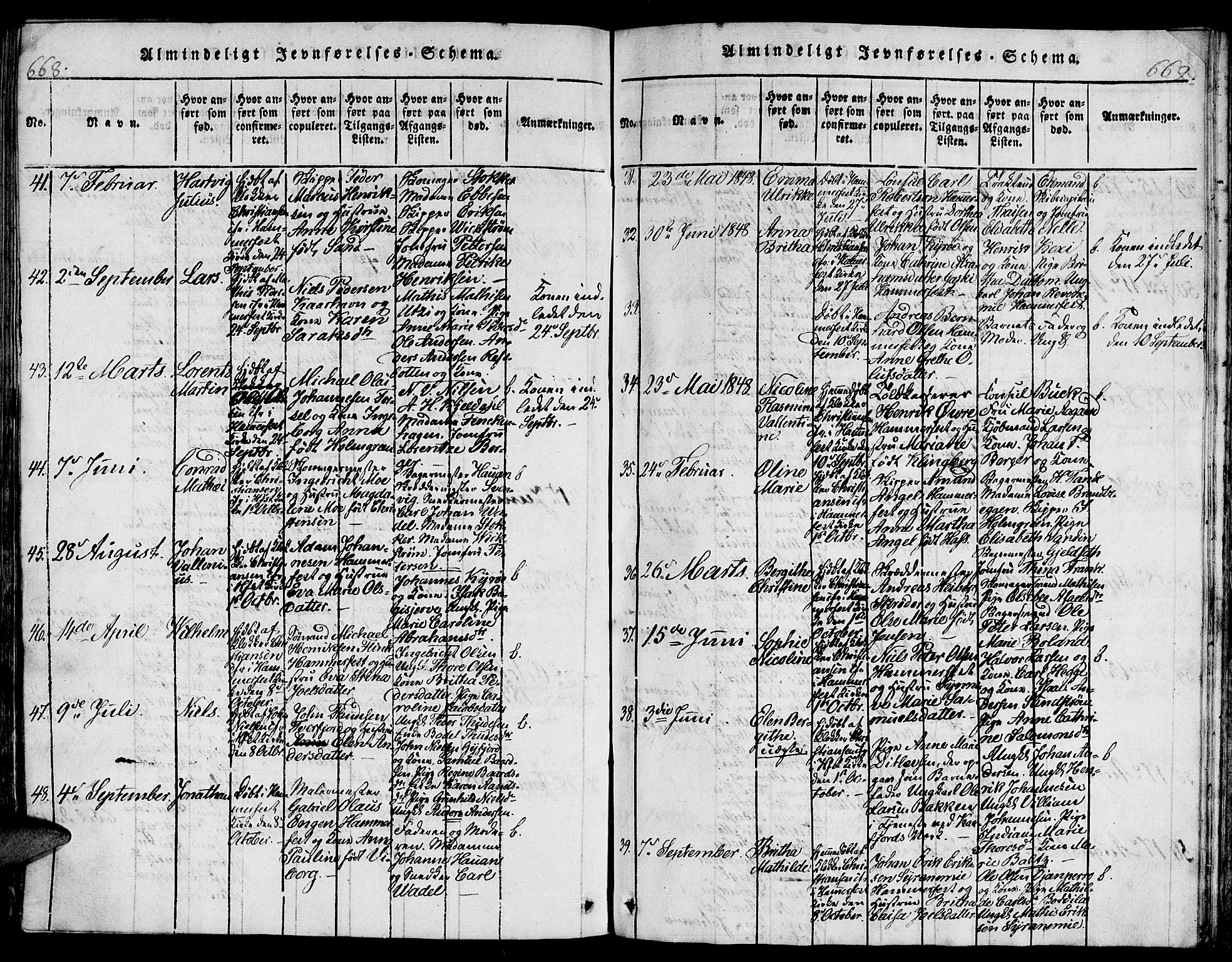 Hammerfest sokneprestkontor, AV/SATØ-S-1347/H/Hb/L0001.klokk: Parish register (copy) no. 1, 1822-1850, p. 668-669