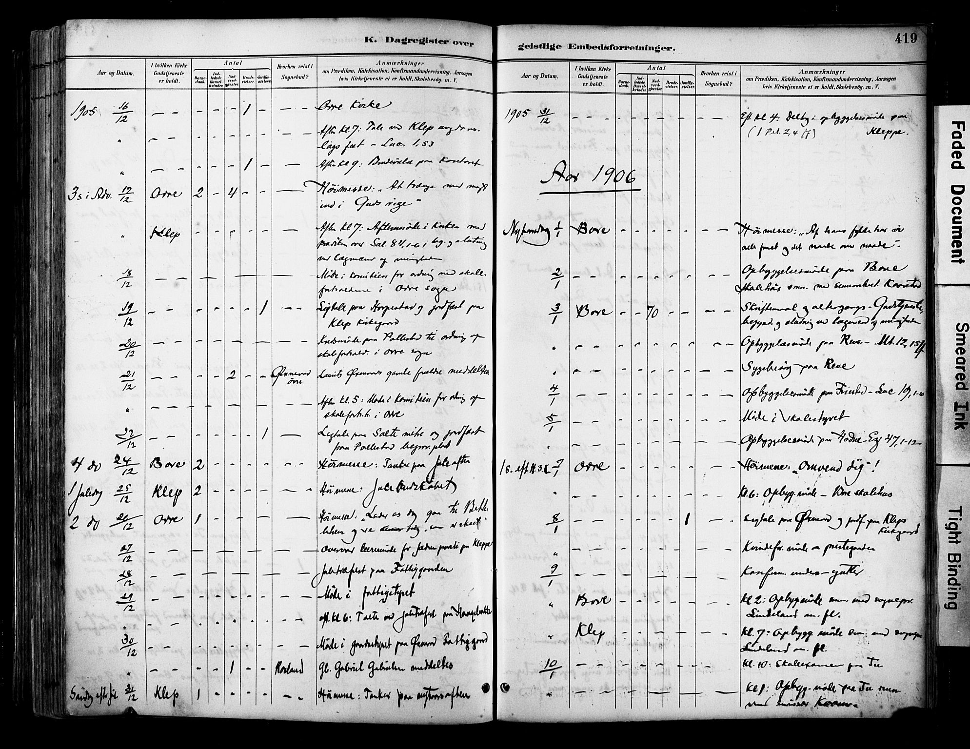 Klepp sokneprestkontor, SAST/A-101803/001/3/30BA/L0009: Parish register (official) no. A 7, 1886-1915, p. 419