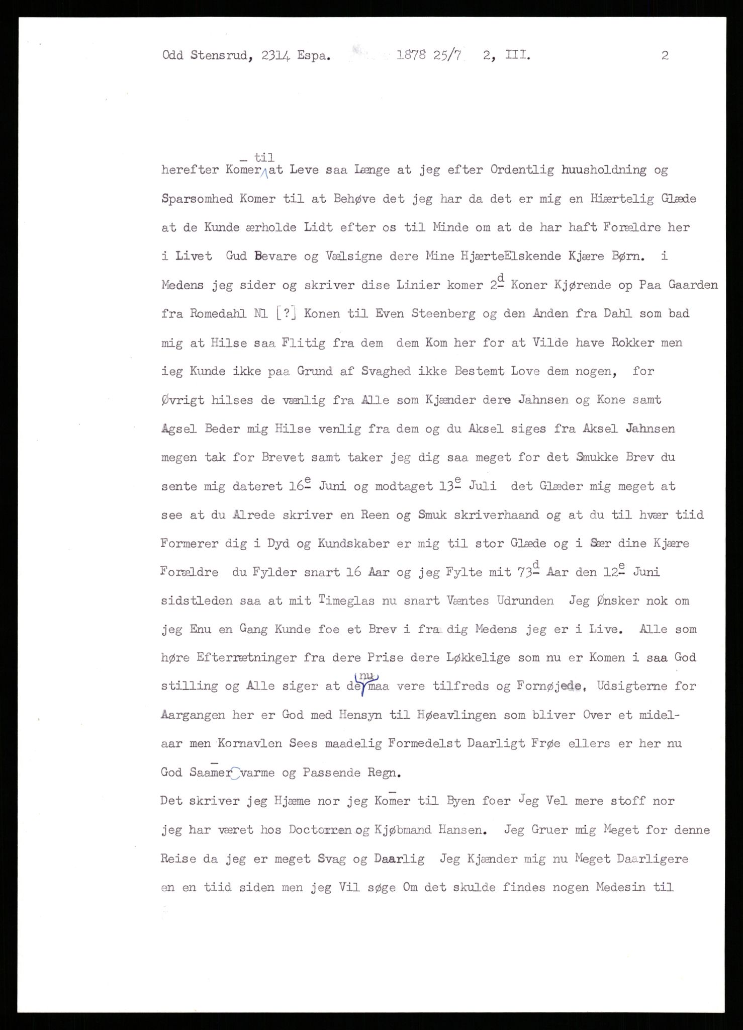 Samlinger til kildeutgivelse, Amerikabrevene, AV/RA-EA-4057/F/L0009: Innlån fra Hedmark: Statsarkivet i Hamar - Wærenskjold, 1838-1914, p. 734