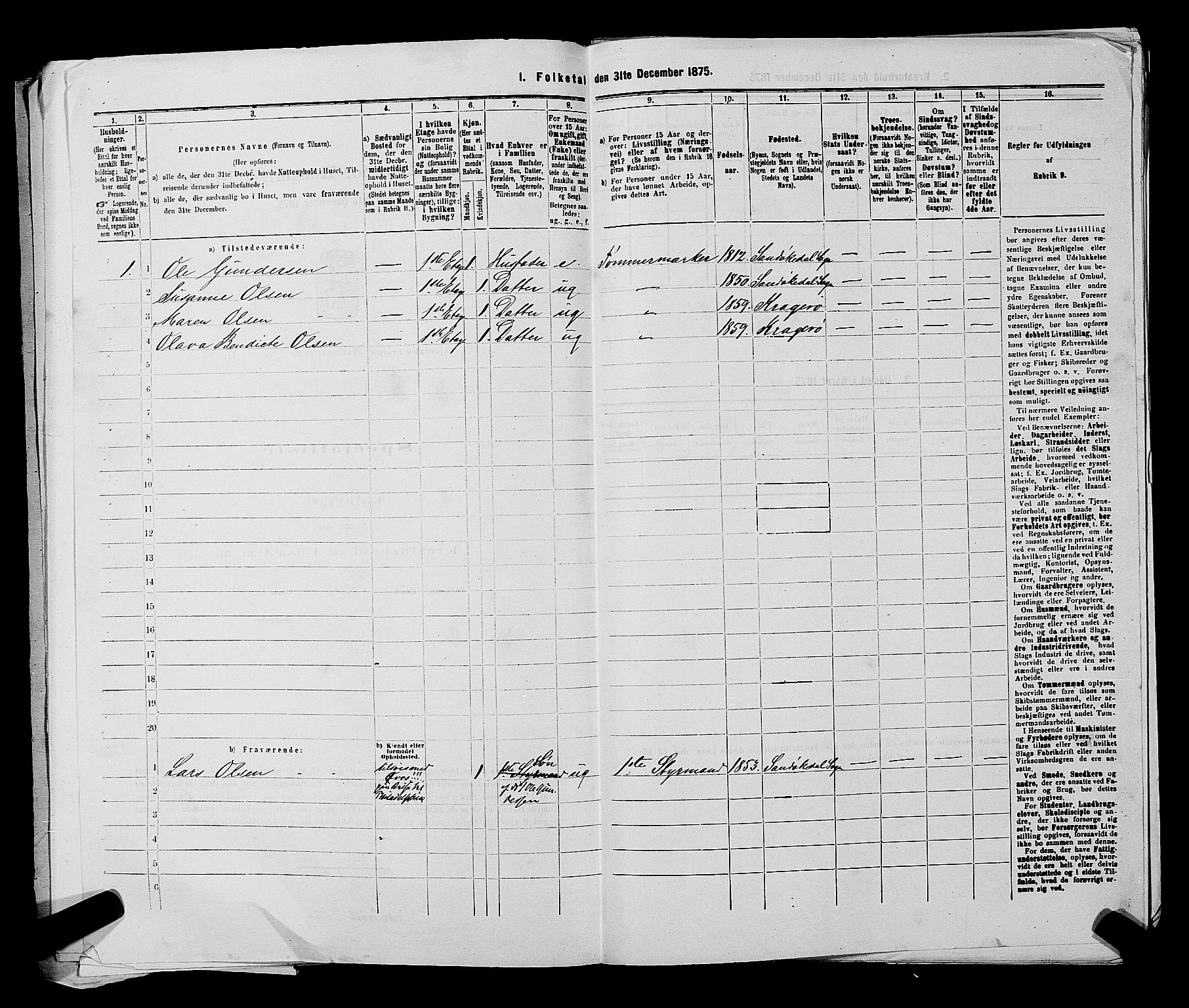 SAKO, 1875 census for 0801P Kragerø, 1875, p. 567