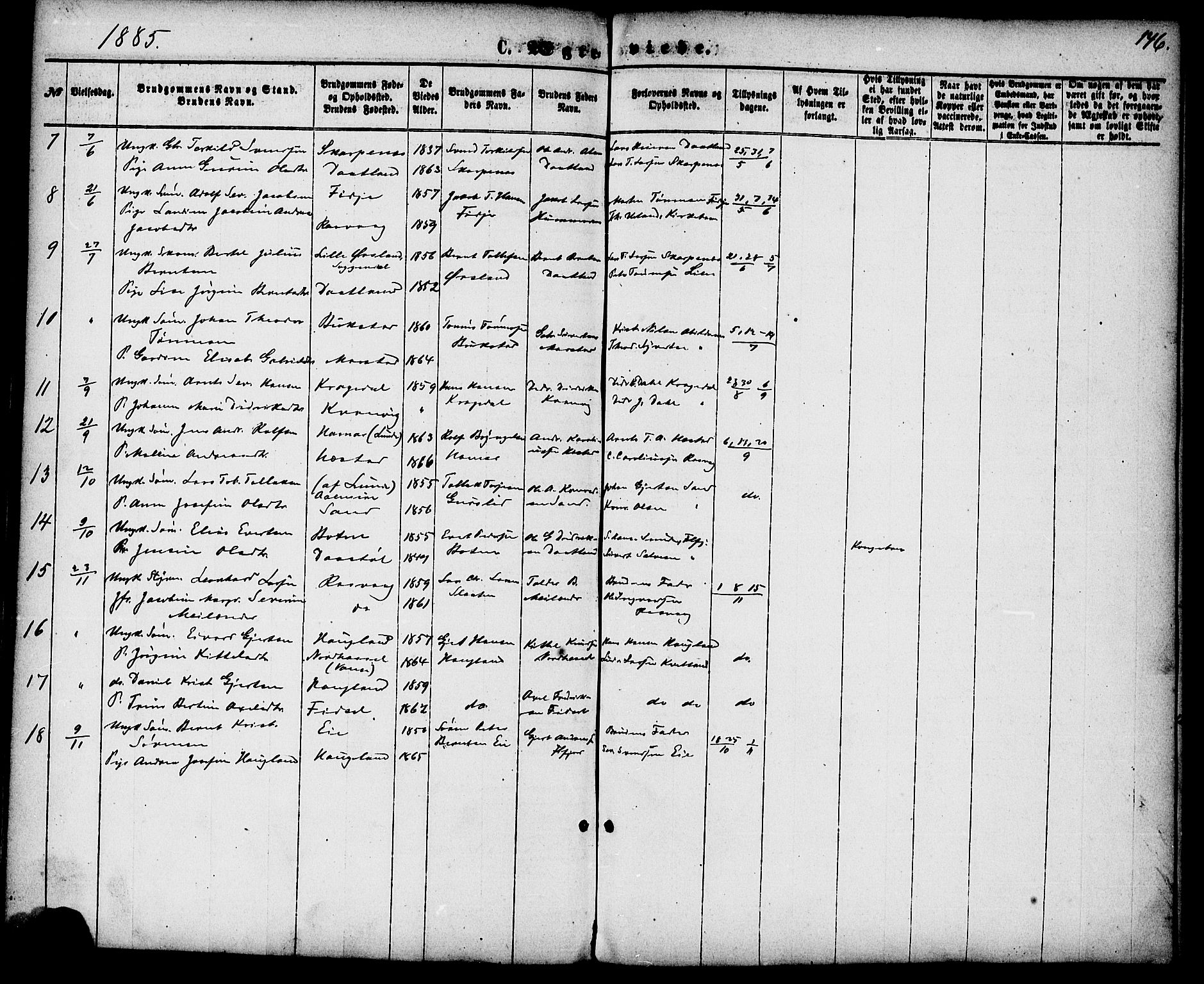 Flekkefjord sokneprestkontor, AV/SAK-1111-0012/F/Fa/Fab/L0005: Parish register (official) no. A 5, 1870-1886, p. 146