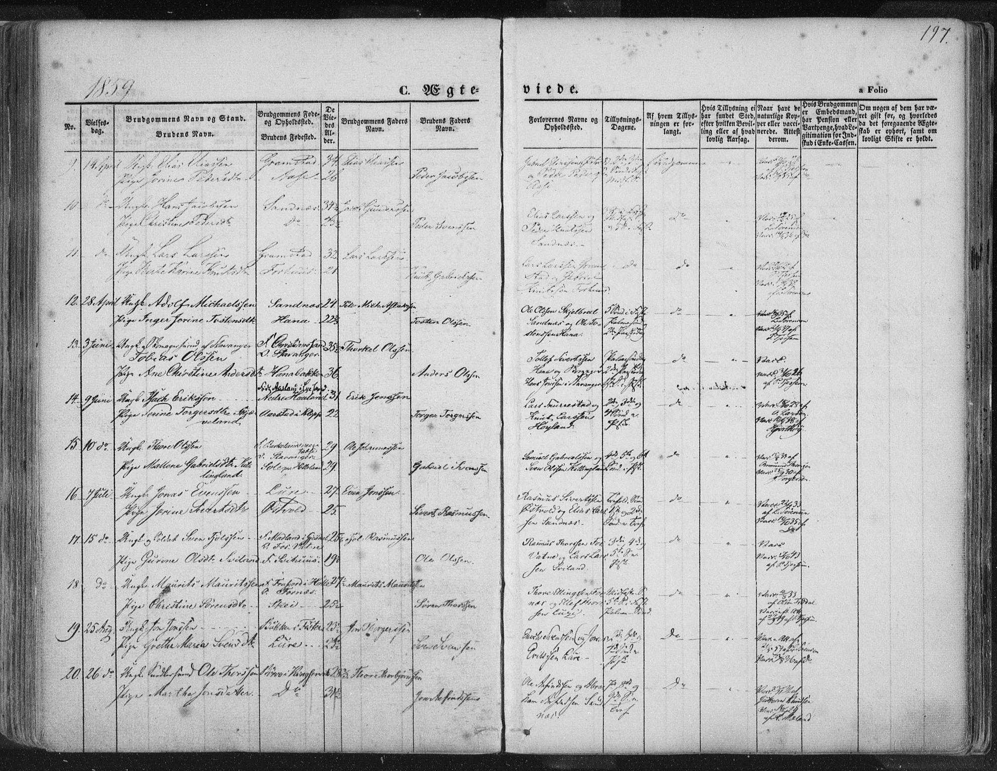 Høyland sokneprestkontor, AV/SAST-A-101799/001/30BA/L0010: Parish register (official) no. A 9.1, 1857-1877, p. 197