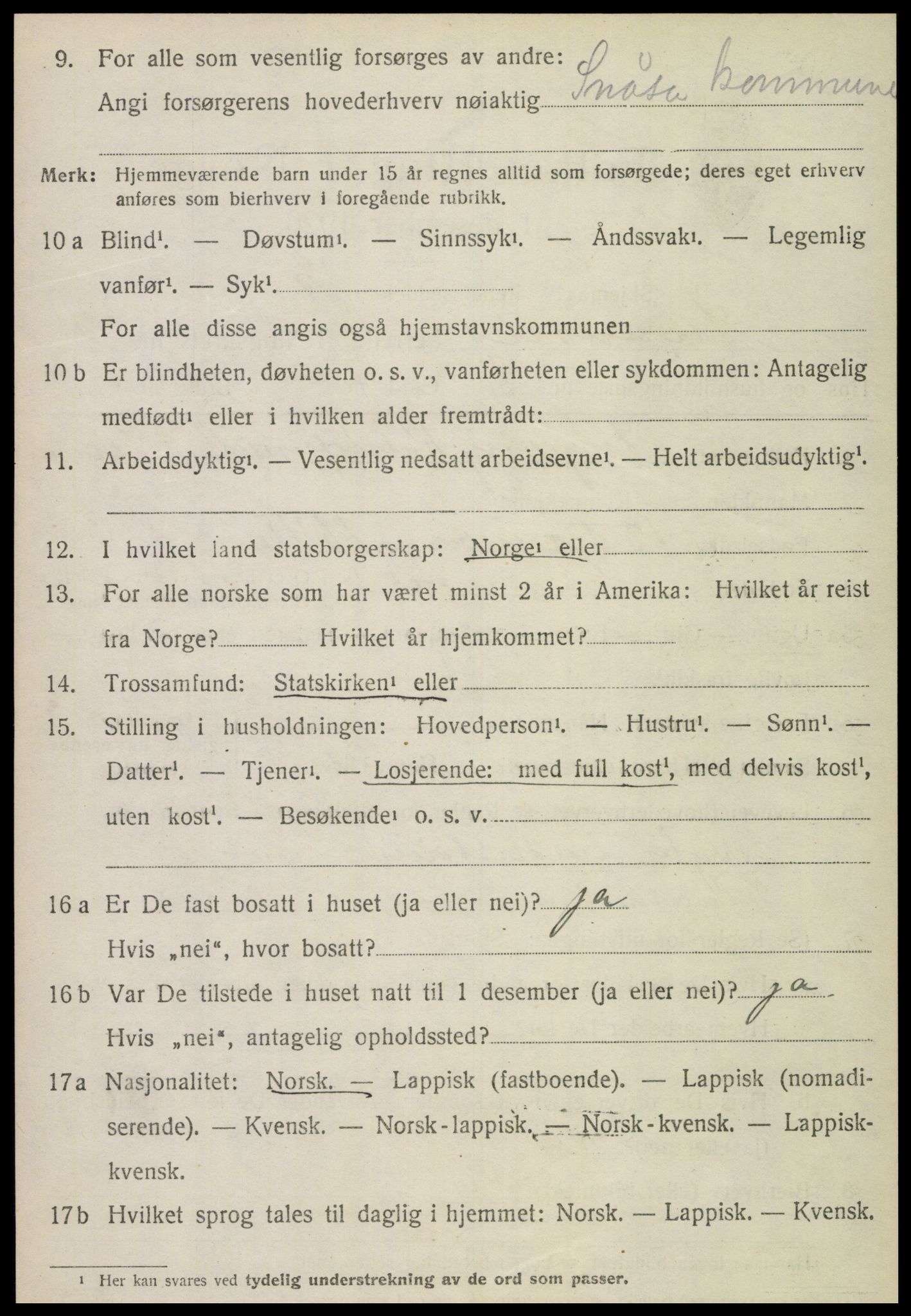 SAT, 1920 census for Snåsa, 1920, p. 1573