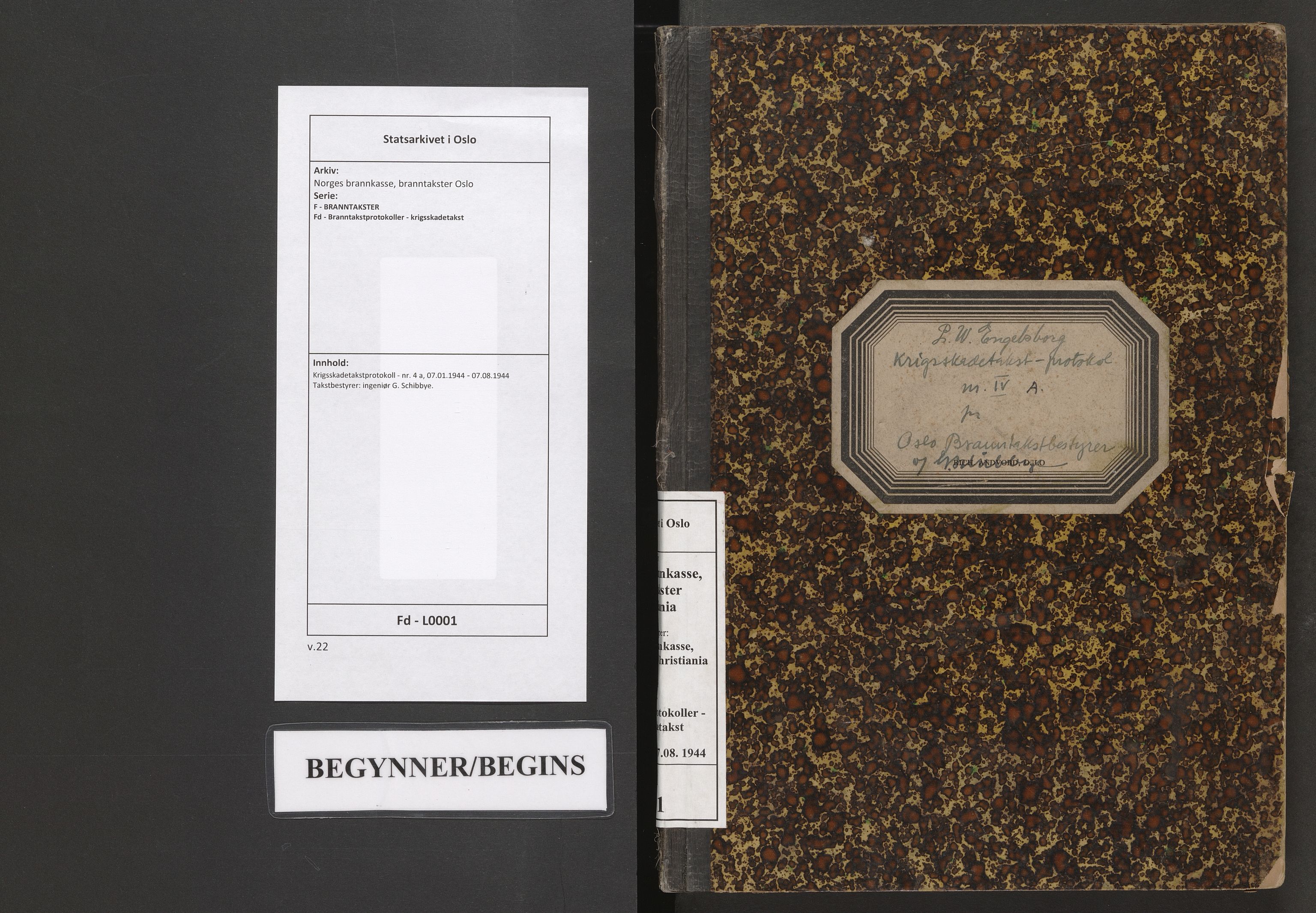 Norges brannkasse, branntakster Oslo, AV/SAO-A-11402/F/Fd/L0001: Krigsskadetakstprotokoll - nr. 4 a, 1944