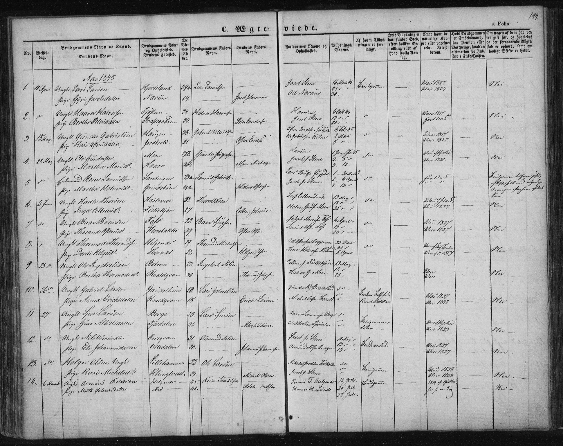Suldal sokneprestkontor, SAST/A-101845/01/IV/L0008: Parish register (official) no. A 8, 1836-1853, p. 144