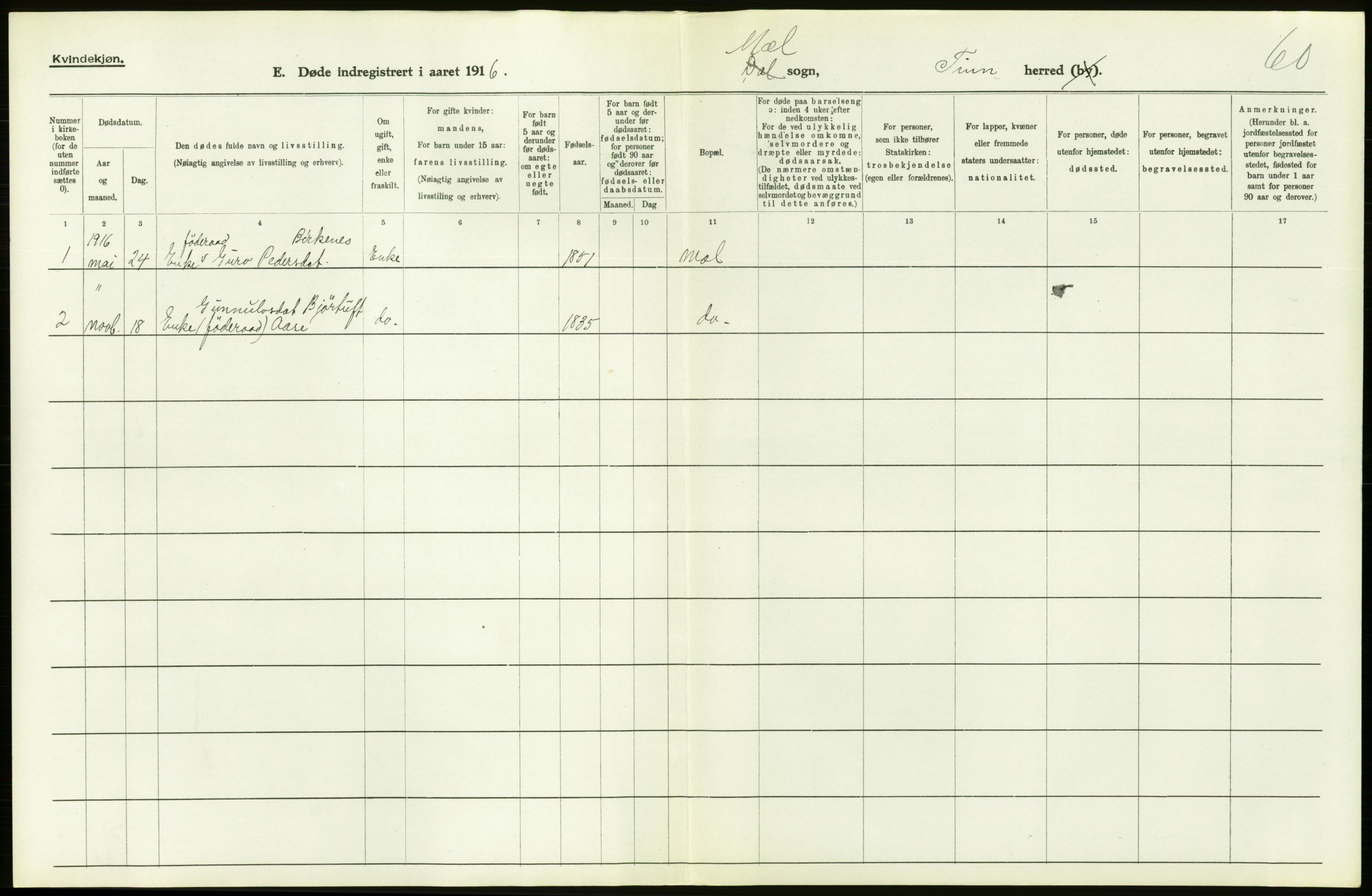 Statistisk sentralbyrå, Sosiodemografiske emner, Befolkning, RA/S-2228/D/Df/Dfb/Dfbf/L0024: Bratsberg amt: Døde, dødfødte. Bygder og byer., 1916, p. 254