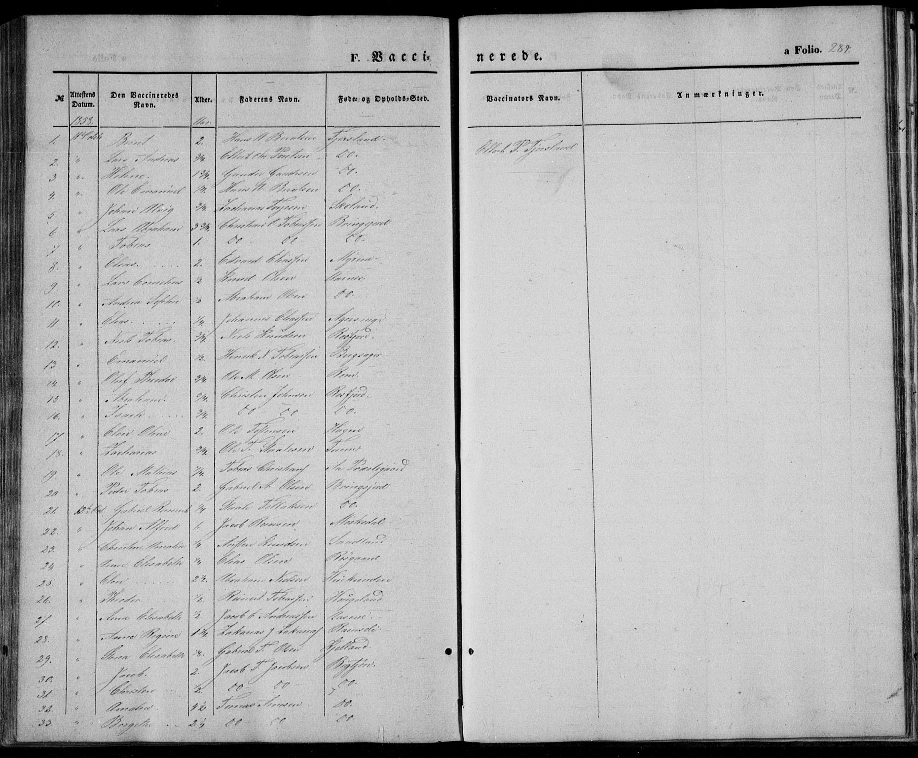 Lyngdal sokneprestkontor, SAK/1111-0029/F/Fa/Fac/L0009: Parish register (official) no. A 9, 1852-1864, p. 284