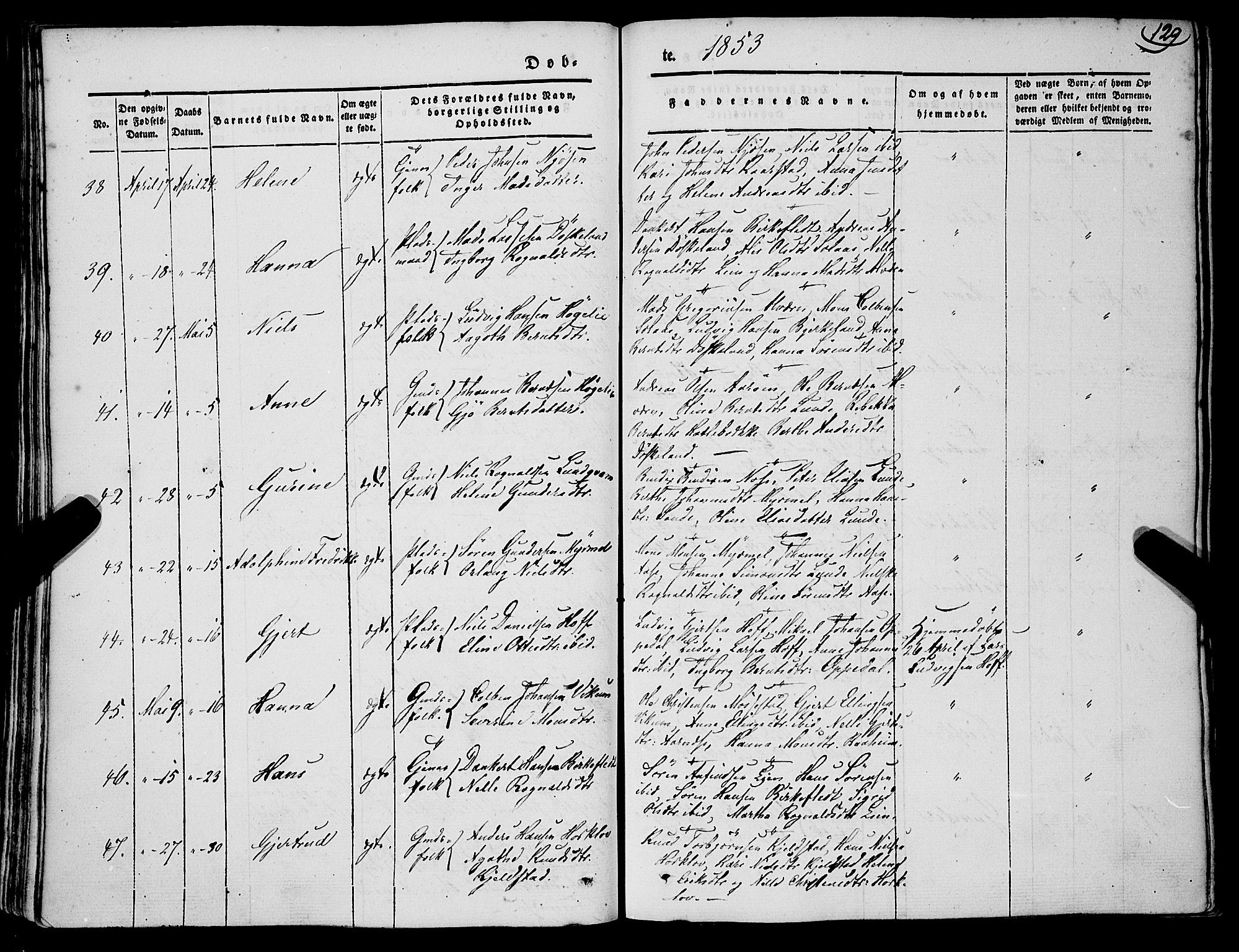Gaular sokneprestembete, SAB/A-80001/H/Haa: Parish register (official) no. A 4I, 1840-1859, p. 129