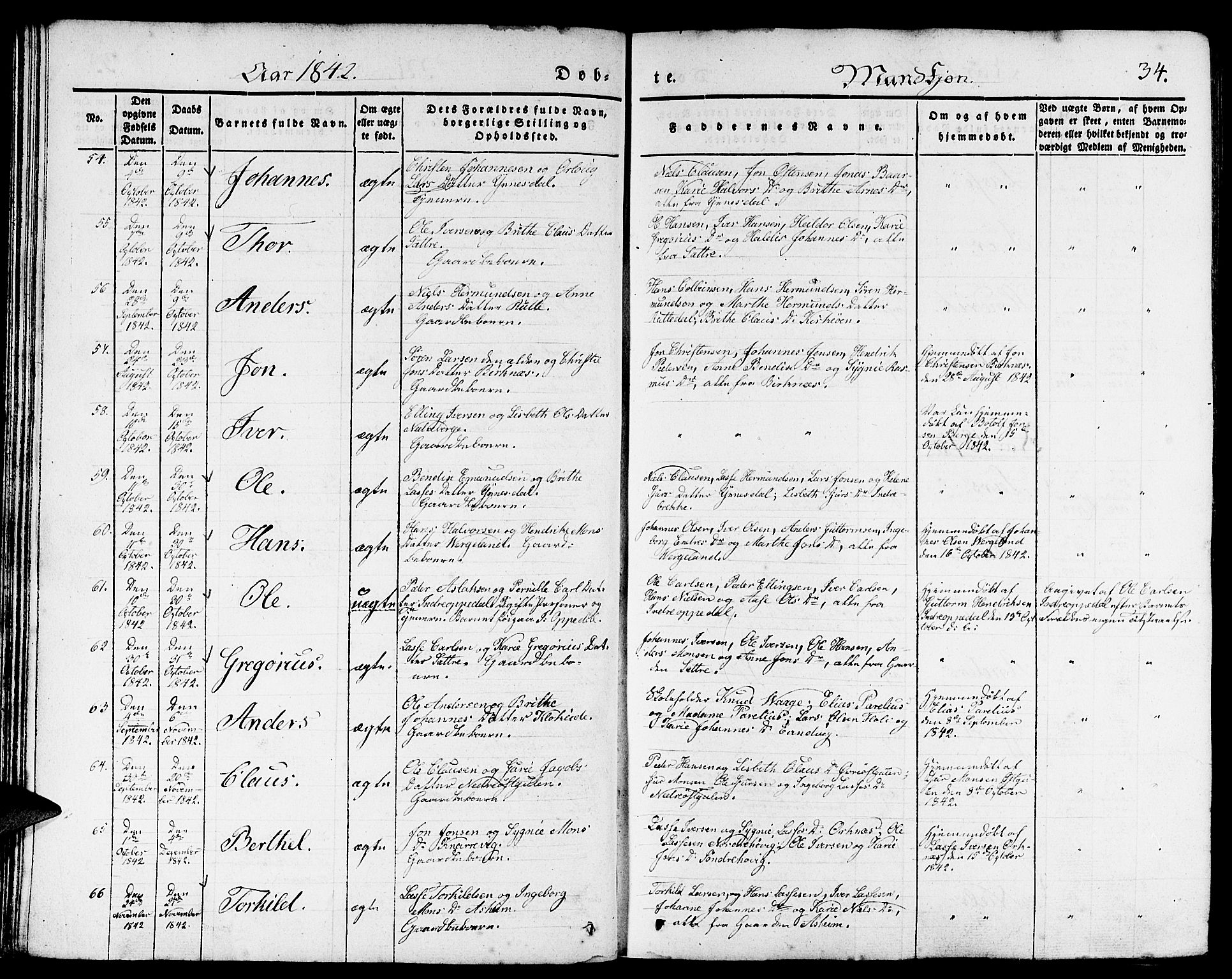 Gulen sokneprestembete, AV/SAB-A-80201/H/Haa/Haaa/L0020: Parish register (official) no. A 20, 1837-1847, p. 34