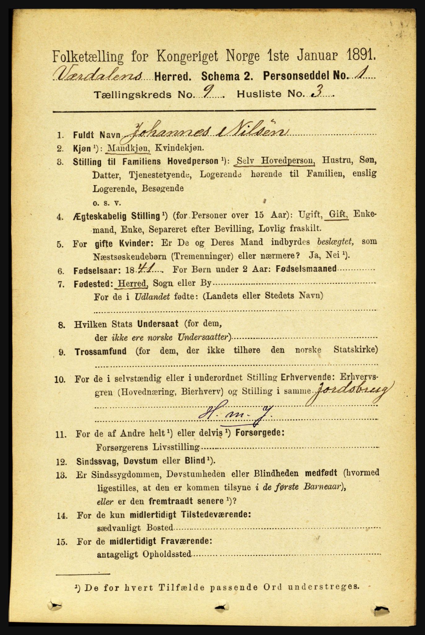 RA, 1891 census for 1721 Verdal, 1891, p. 4998