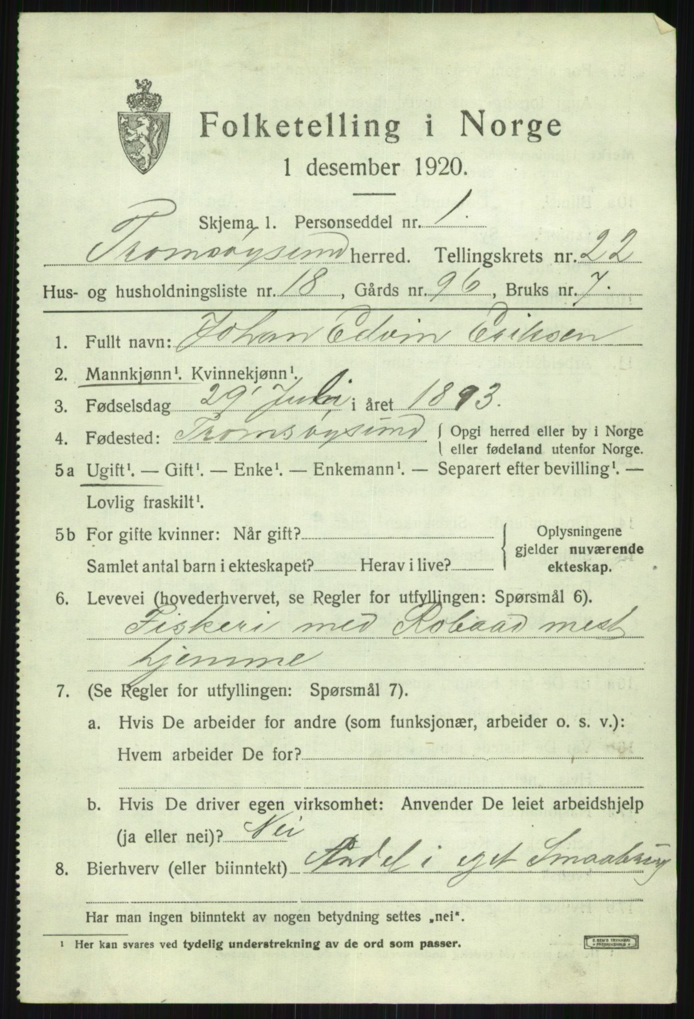 SATØ, 1920 census for Tromsøysund, 1920, p. 11524
