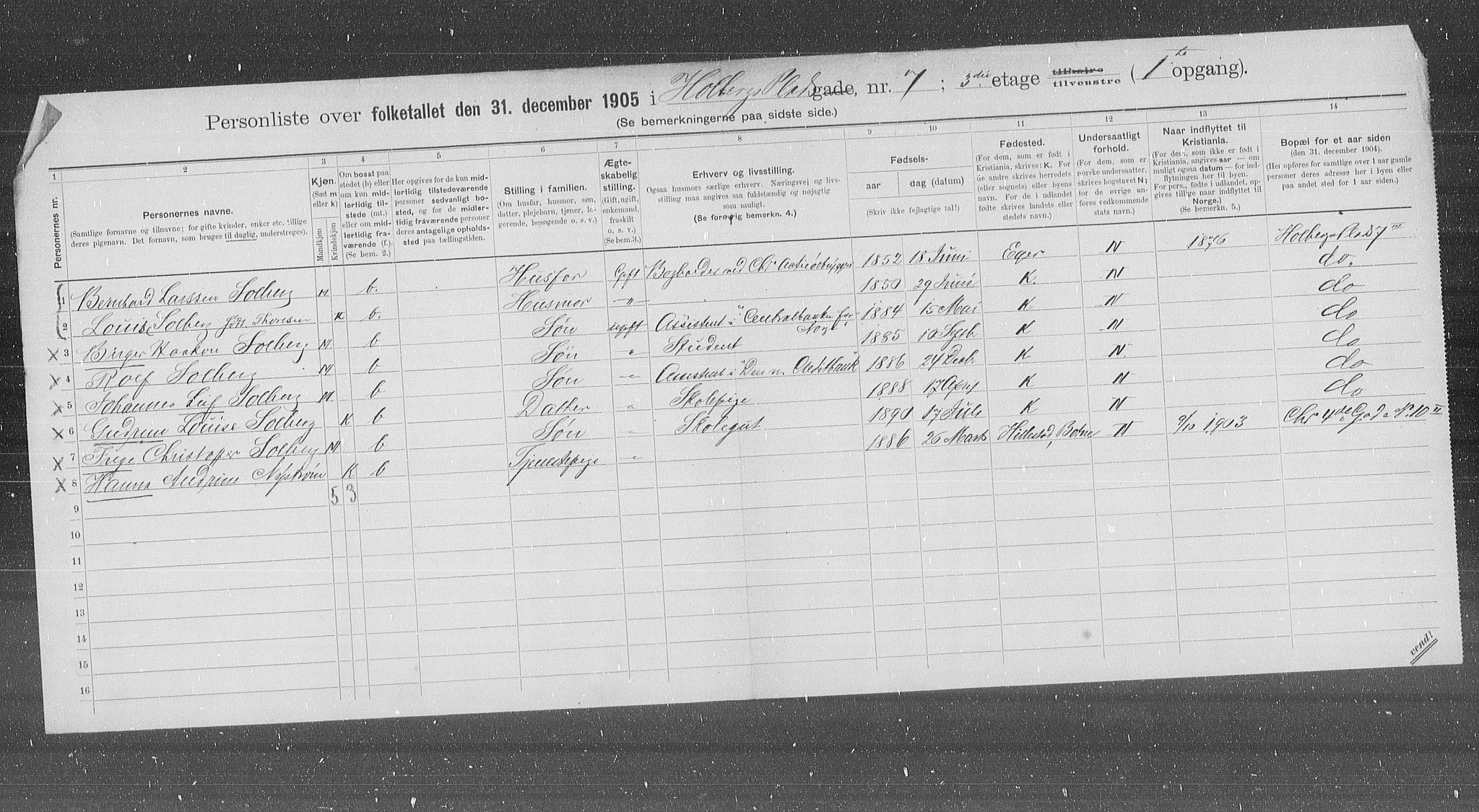 OBA, Municipal Census 1905 for Kristiania, 1905, p. 21108