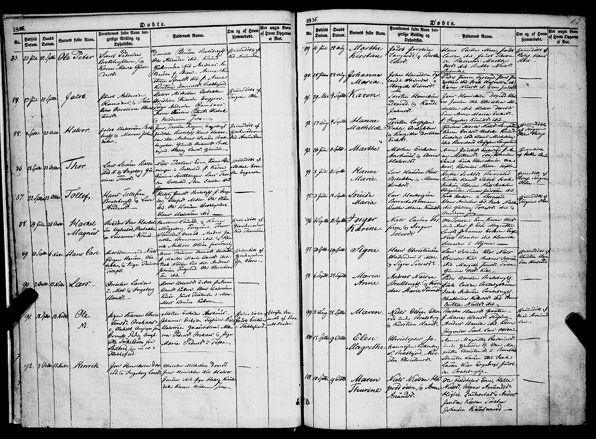 Gjerpen kirkebøker, AV/SAKO-A-265/F/Fa/L0007a: Parish register (official) no. I 7A, 1834-1857, p. 17