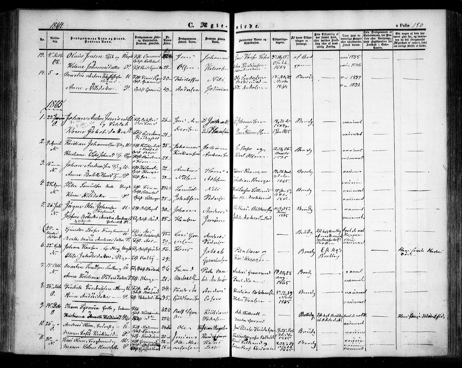 Nesodden prestekontor Kirkebøker, SAO/A-10013/F/Fa/L0007: Parish register (official) no. I 7, 1848-1868, p. 150