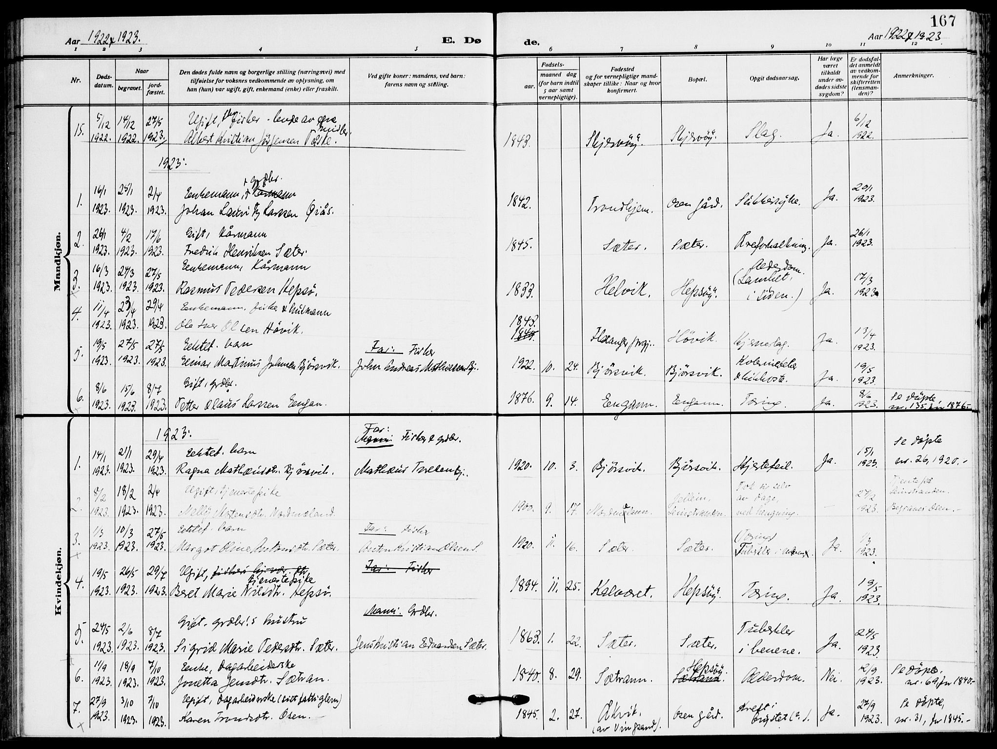 Ministerialprotokoller, klokkerbøker og fødselsregistre - Sør-Trøndelag, SAT/A-1456/658/L0724: Parish register (official) no. 658A03, 1912-1924, p. 167