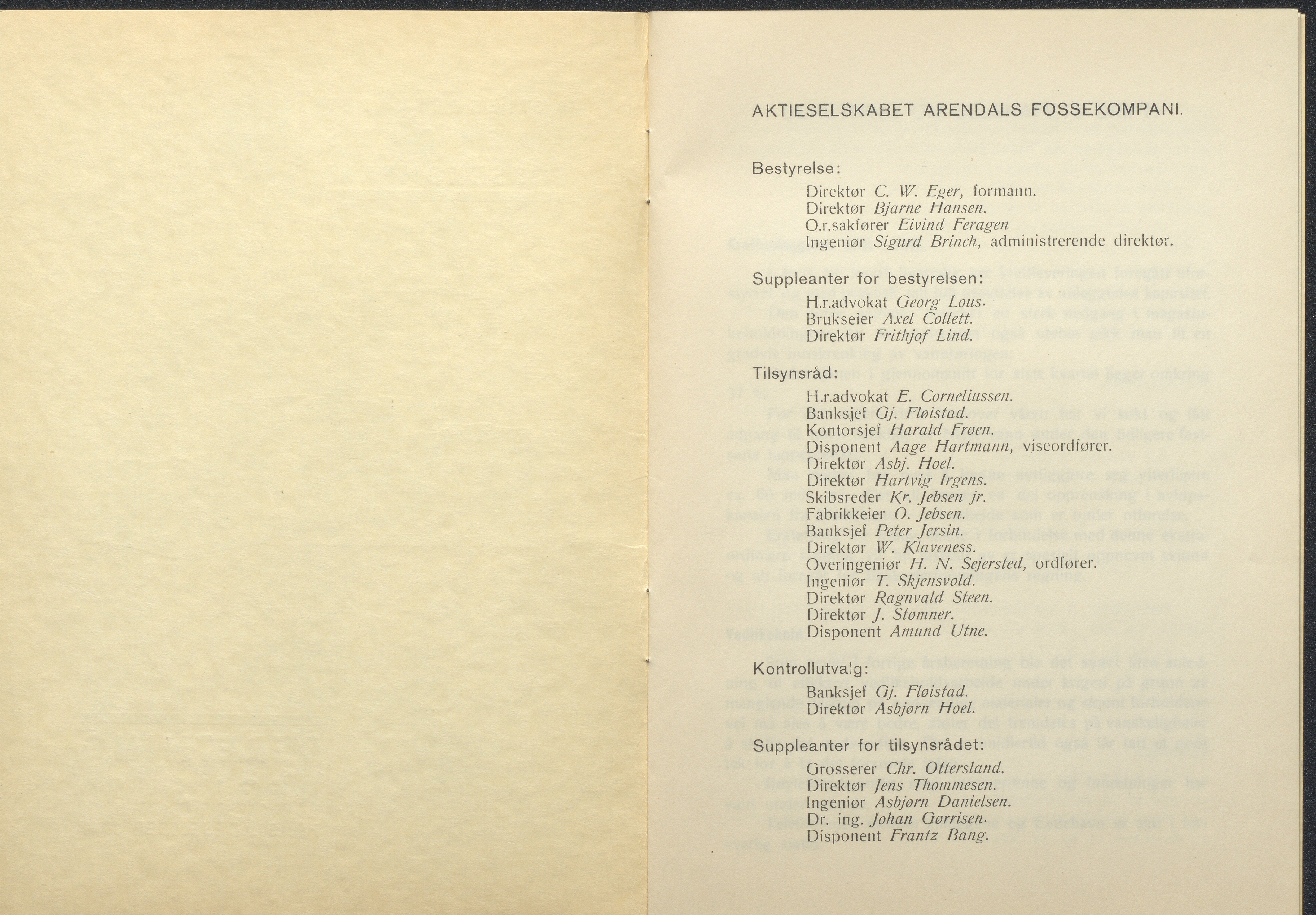 Arendals Fossekompani, AAKS/PA-2413/X/X01/L0001/0012: Beretninger, regnskap, balansekonto, gevinst- og tapskonto / Beretning, regnskap 1945 - 1962, 1945-1962, p. 14