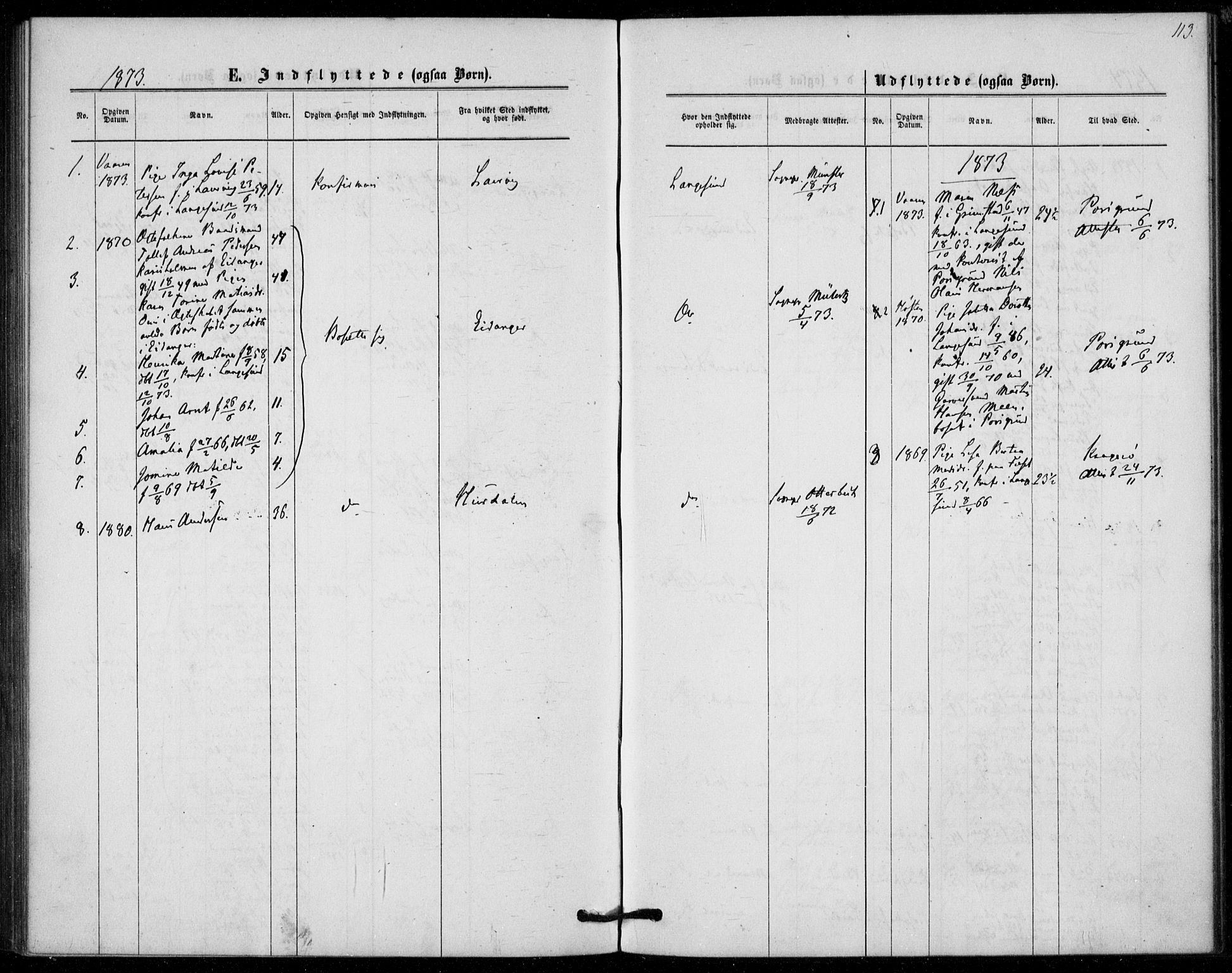 Langesund kirkebøker, AV/SAKO-A-280/F/Fa/L0001: Parish register (official) no. 1, 1870-1877, p. 113