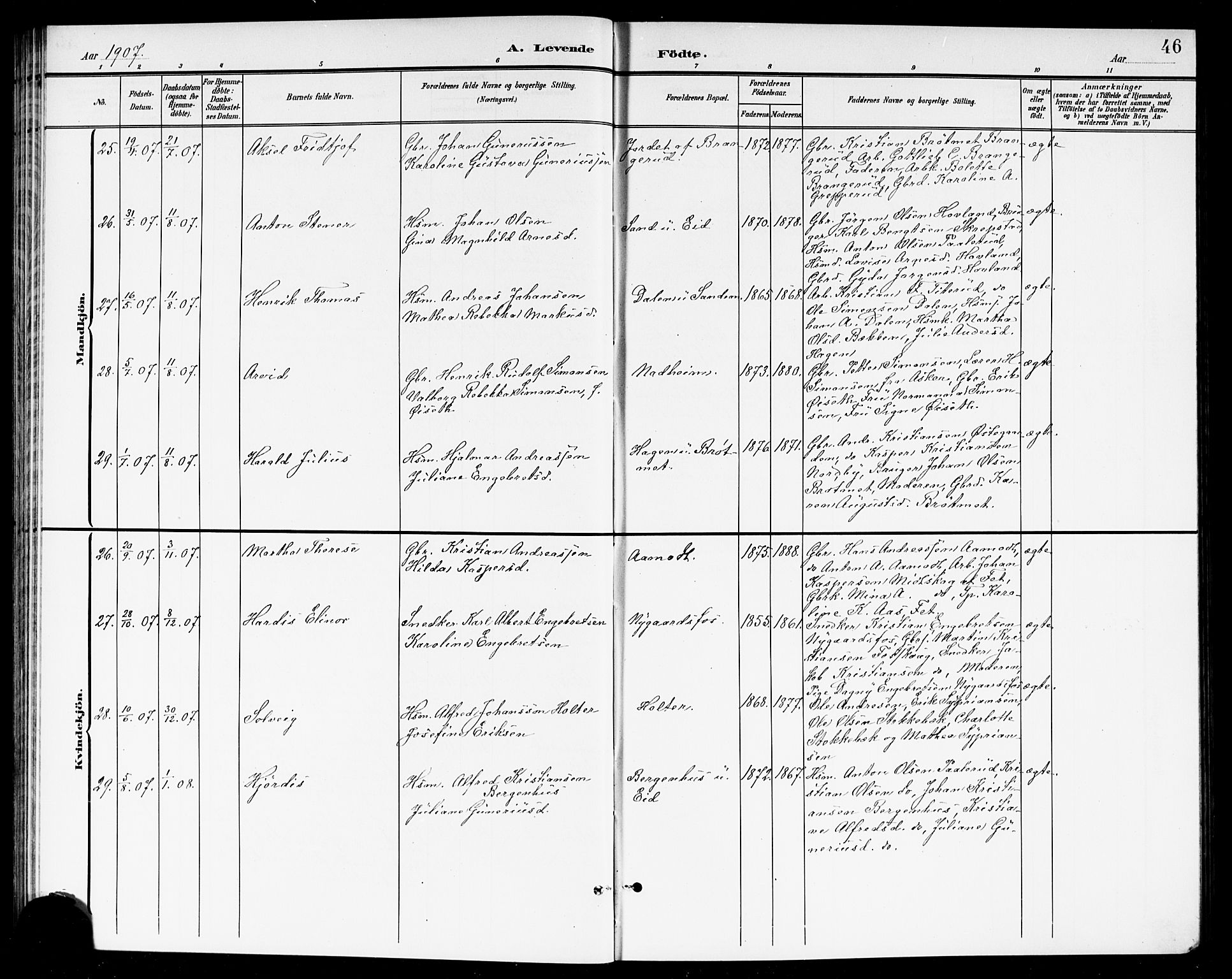 Høland prestekontor Kirkebøker, AV/SAO-A-10346a/G/Ga/L0007: Parish register (copy) no. I 7, 1902-1914, p. 46