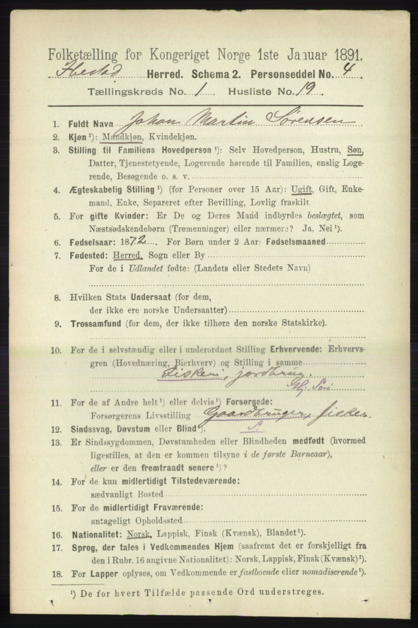 RA, 1891 census for 1917 Ibestad, 1891, p. 256