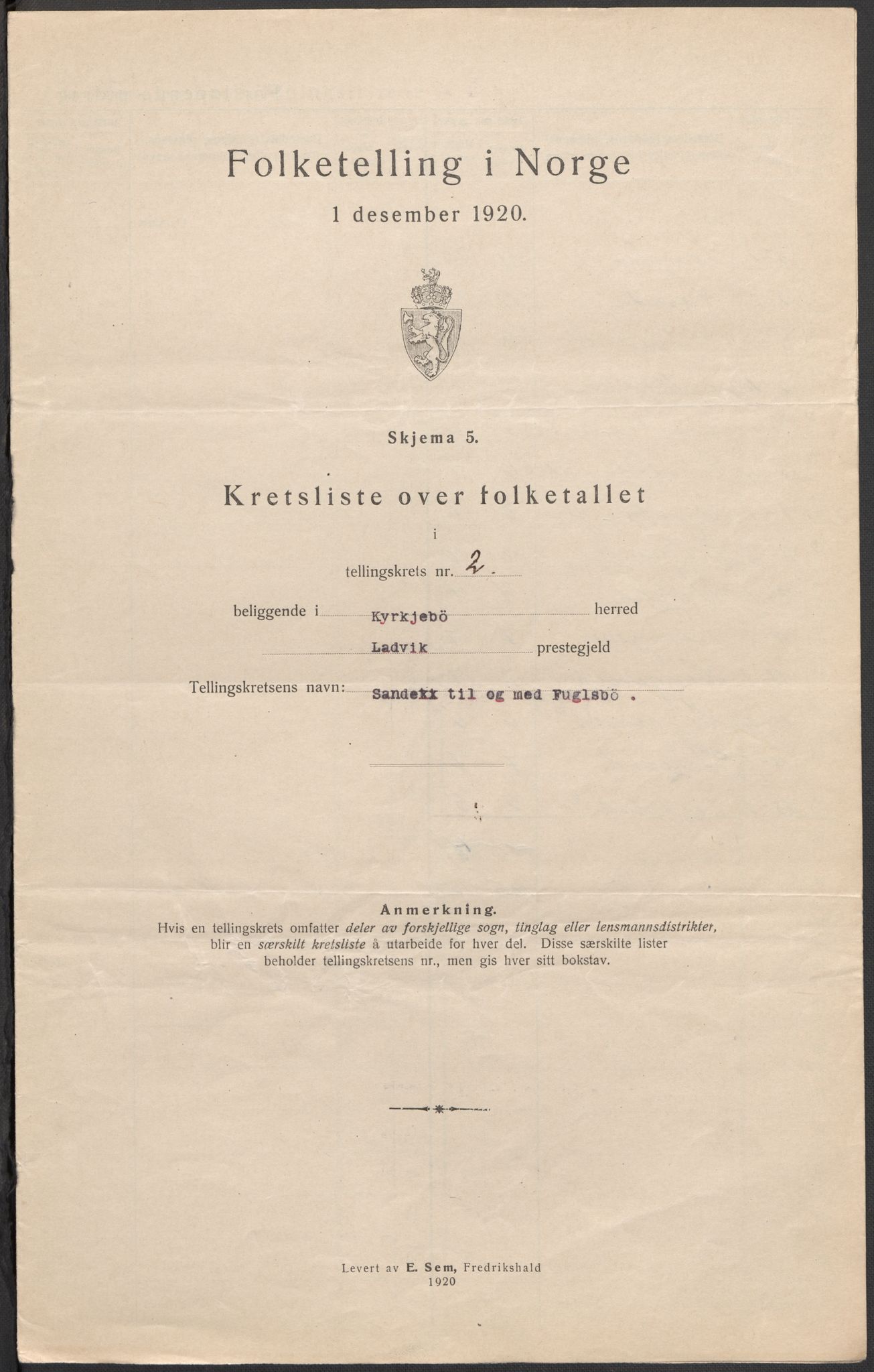 SAB, 1920 census for Kyrkjebø, 1920, p. 7