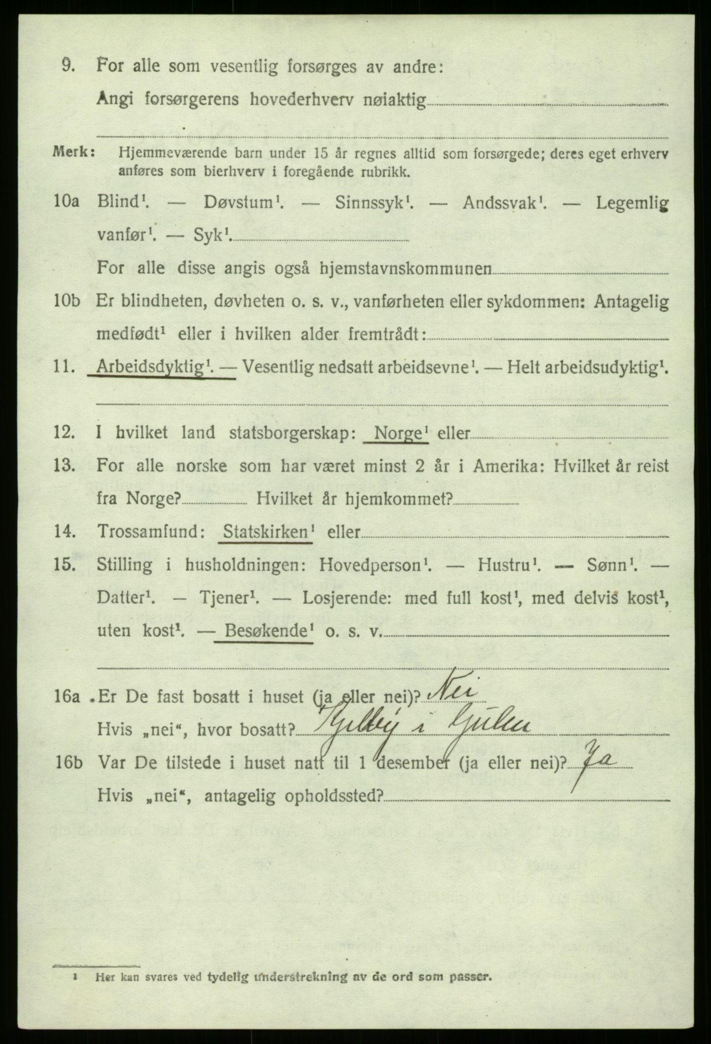 SAB, 1920 census for Gulen, 1920, p. 3866