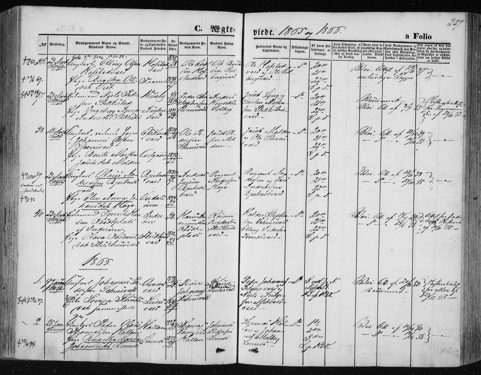 Ministerialprotokoller, klokkerbøker og fødselsregistre - Nord-Trøndelag, SAT/A-1458/723/L0241: Parish register (official) no. 723A10, 1860-1869, p. 327
