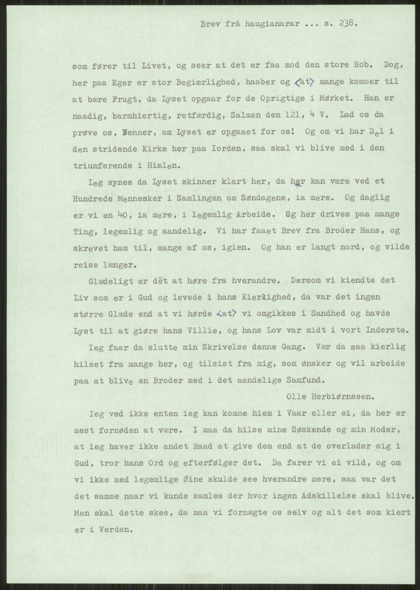 Samlinger til kildeutgivelse, Haugianerbrev, AV/RA-EA-6834/F/L0001: Haugianerbrev I: 1760-1804, 1760-1804, p. 238