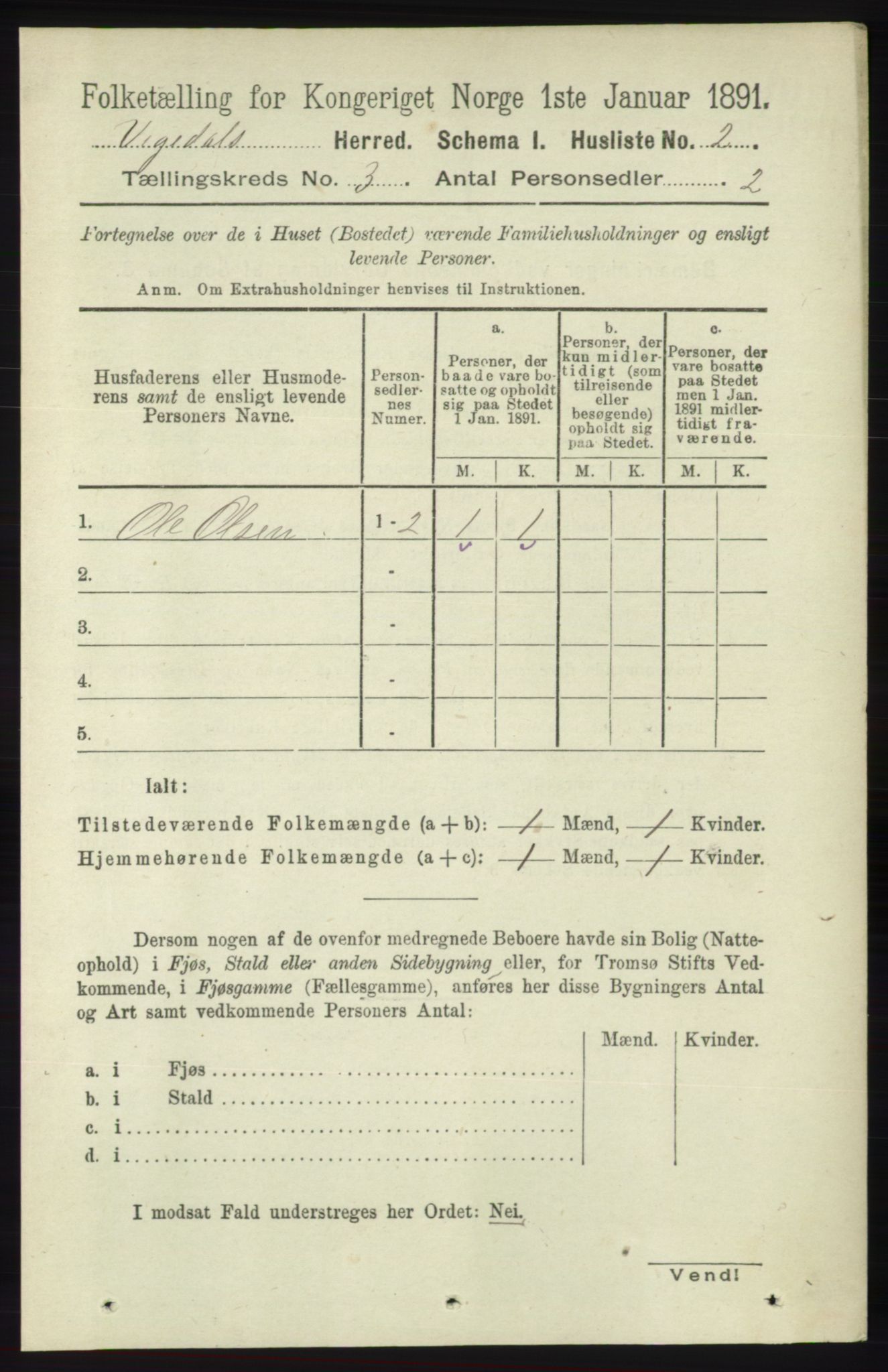 RA, 1891 census for 1157 Vikedal, 1891, p. 678