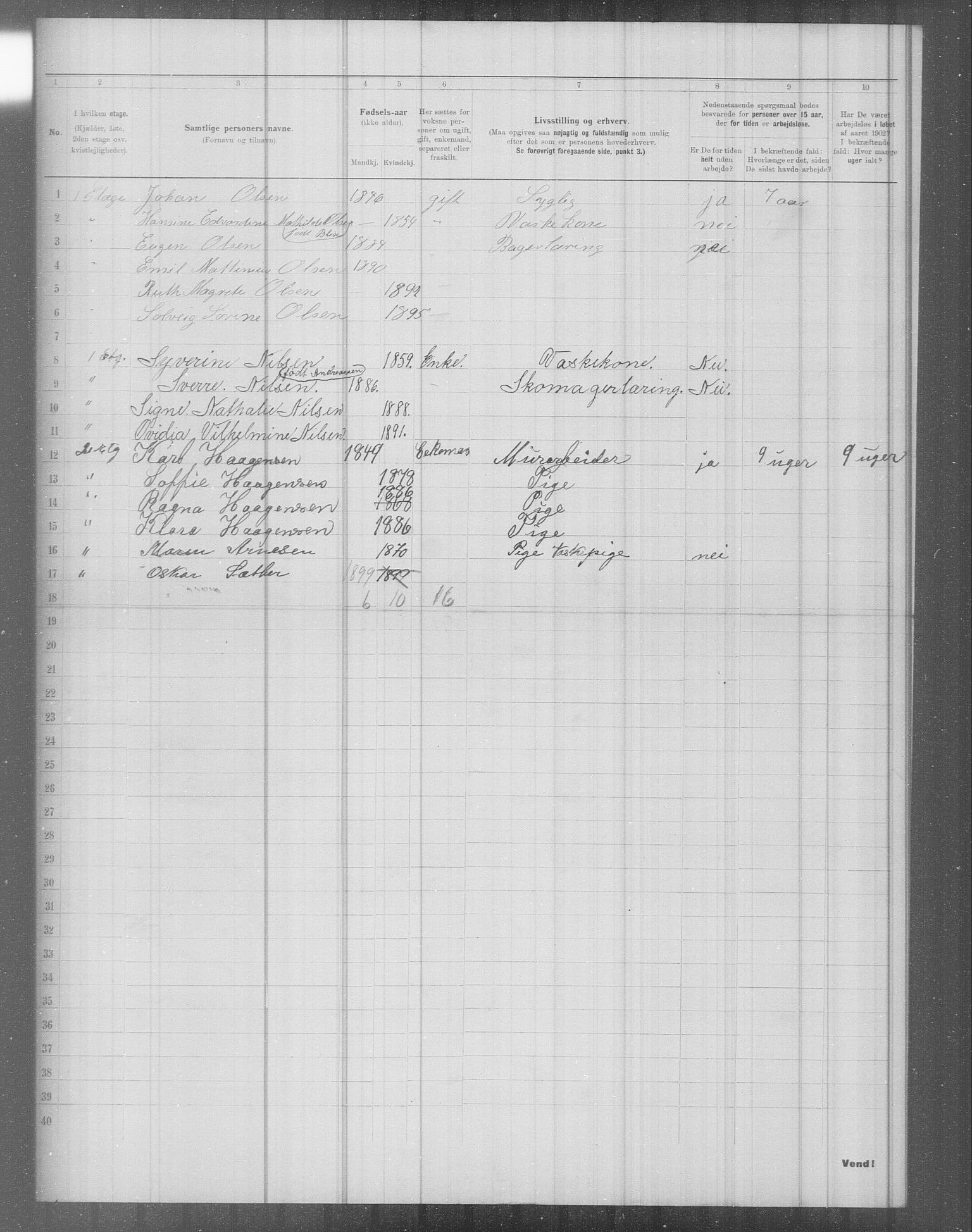 OBA, Municipal Census 1902 for Kristiania, 1902, p. 5182