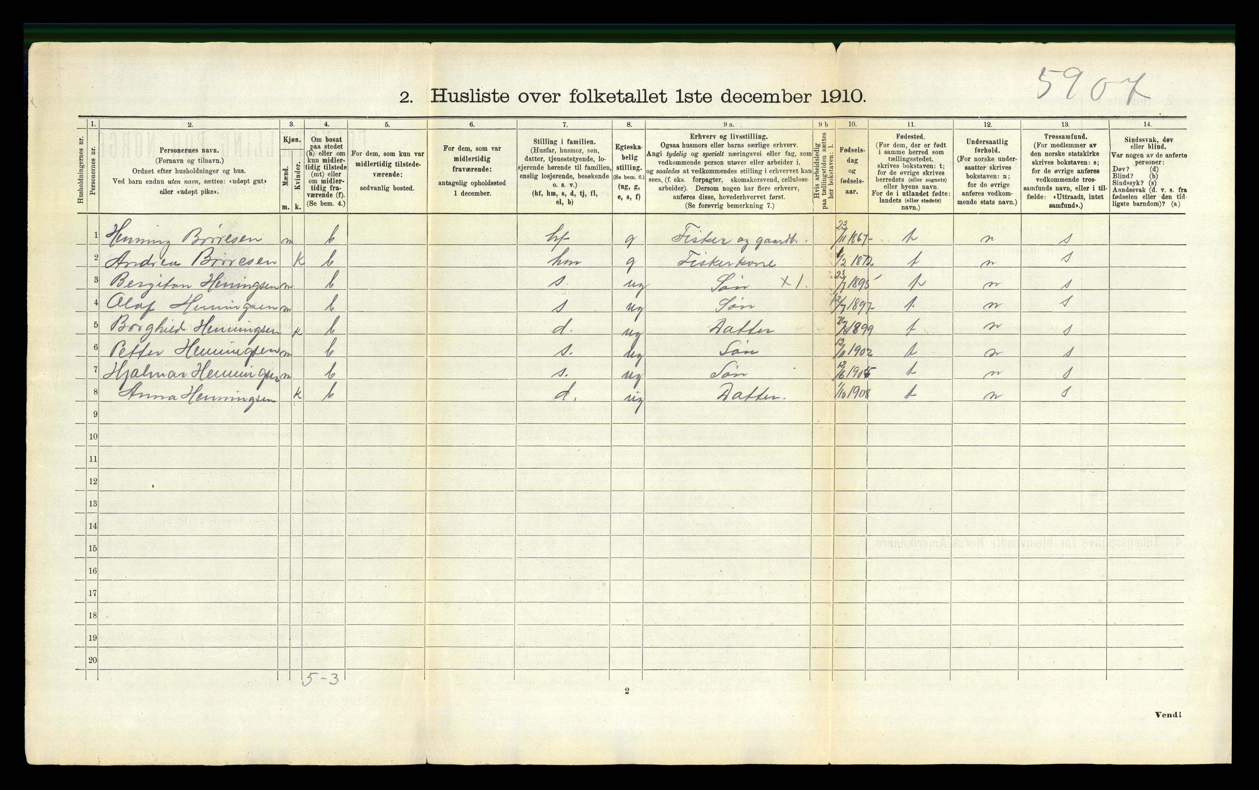 RA, 1910 census for Borge, 1910, p. 744