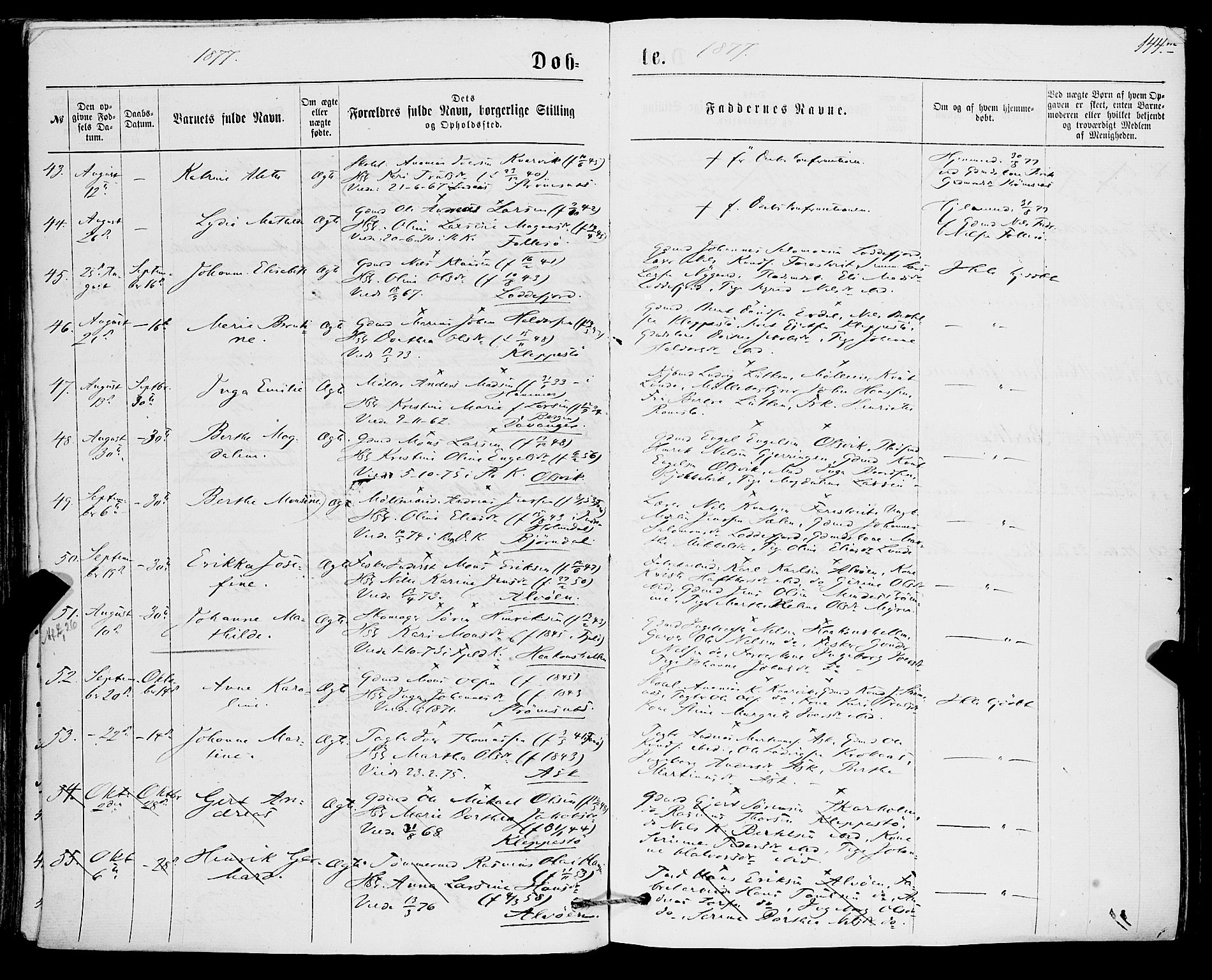 Askøy Sokneprestembete, AV/SAB-A-74101/H/Ha/Haa/Haaa/L0009: Parish register (official) no. A 9, 1863-1877, p. 144m