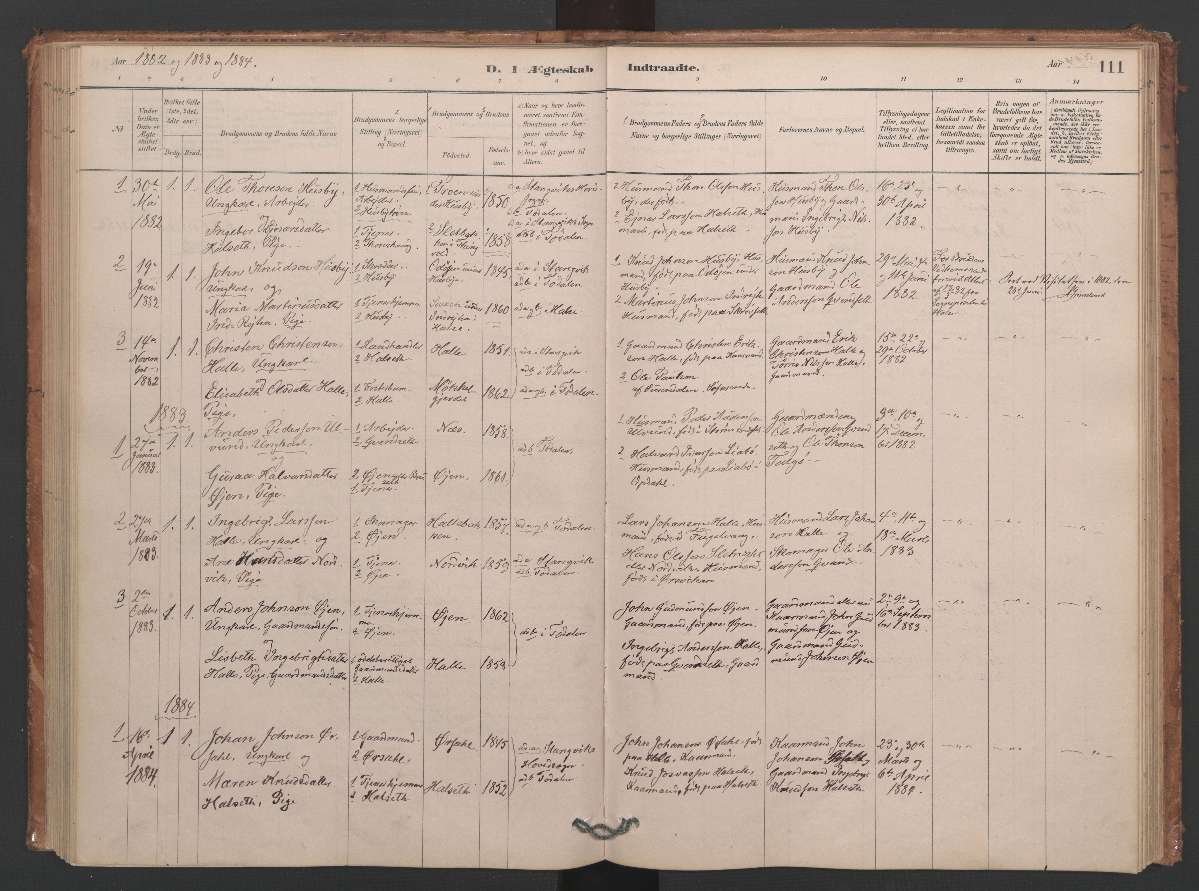 Ministerialprotokoller, klokkerbøker og fødselsregistre - Møre og Romsdal, SAT/A-1454/593/L1034: Parish register (official) no. 593A01, 1879-1911, p. 111