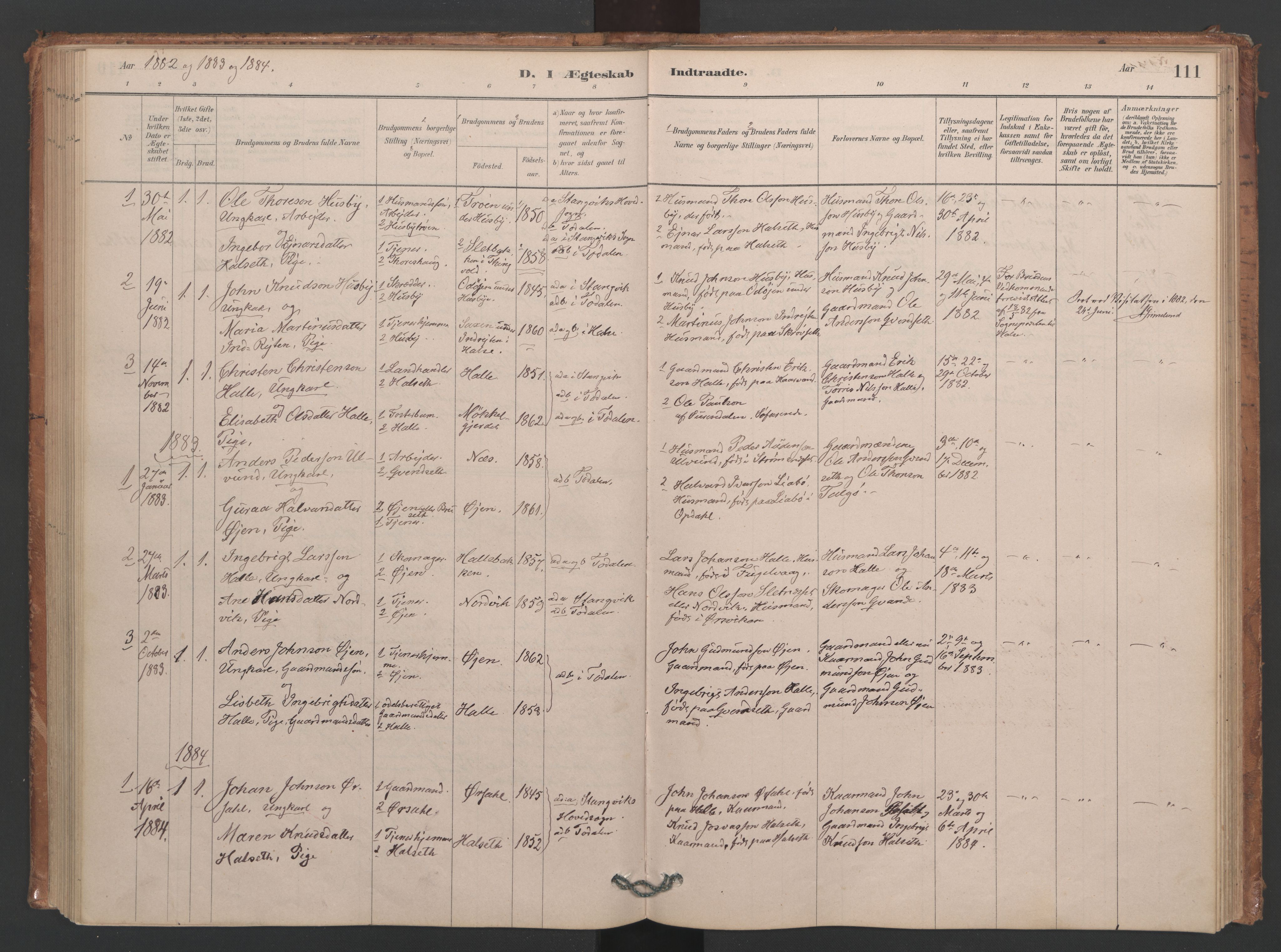 Ministerialprotokoller, klokkerbøker og fødselsregistre - Møre og Romsdal, AV/SAT-A-1454/593/L1034: Parish register (official) no. 593A01, 1879-1911, p. 111