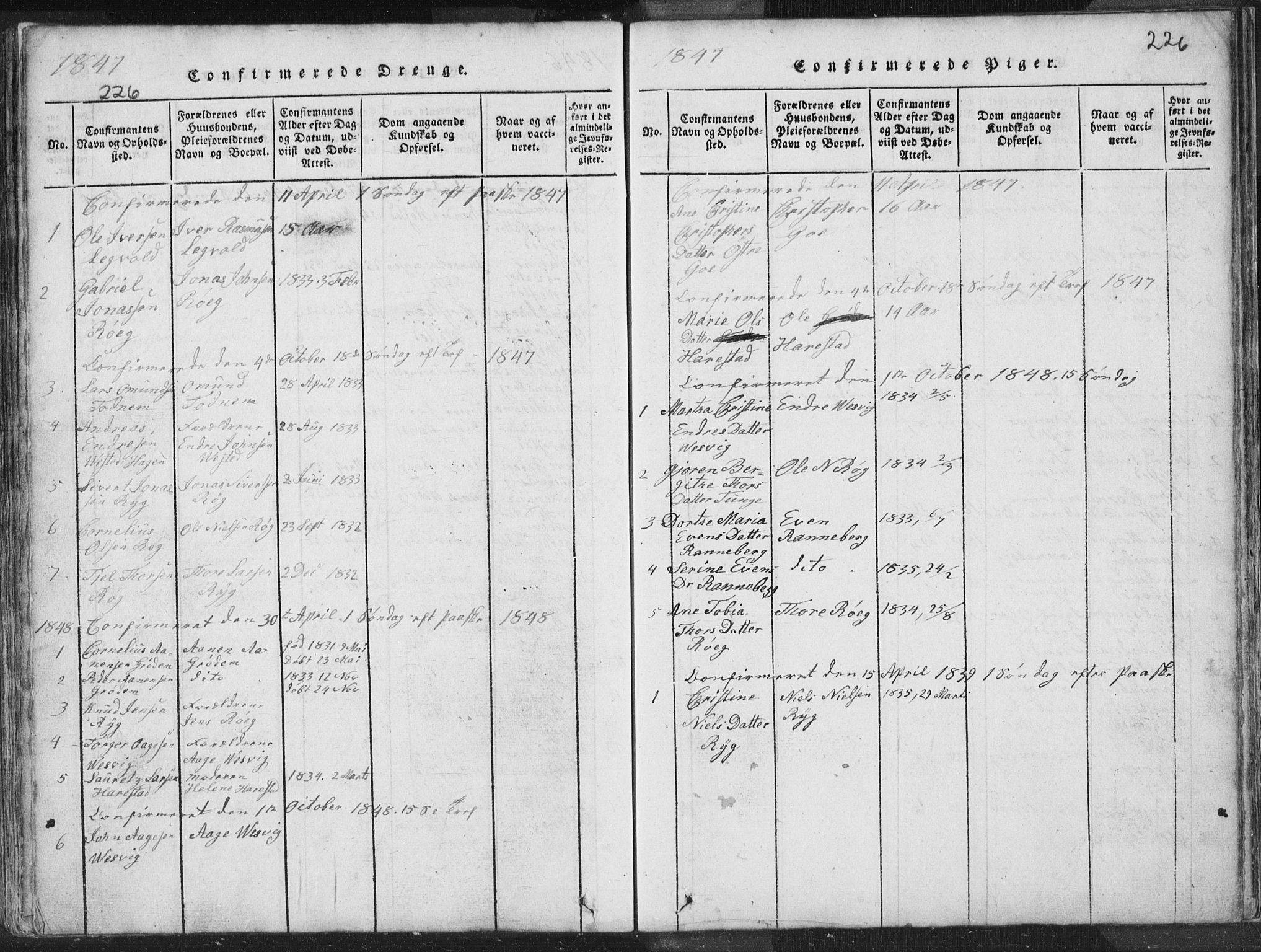 Hetland sokneprestkontor, AV/SAST-A-101826/30/30BA/L0001: Parish register (official) no. A 1, 1816-1856, p. 226