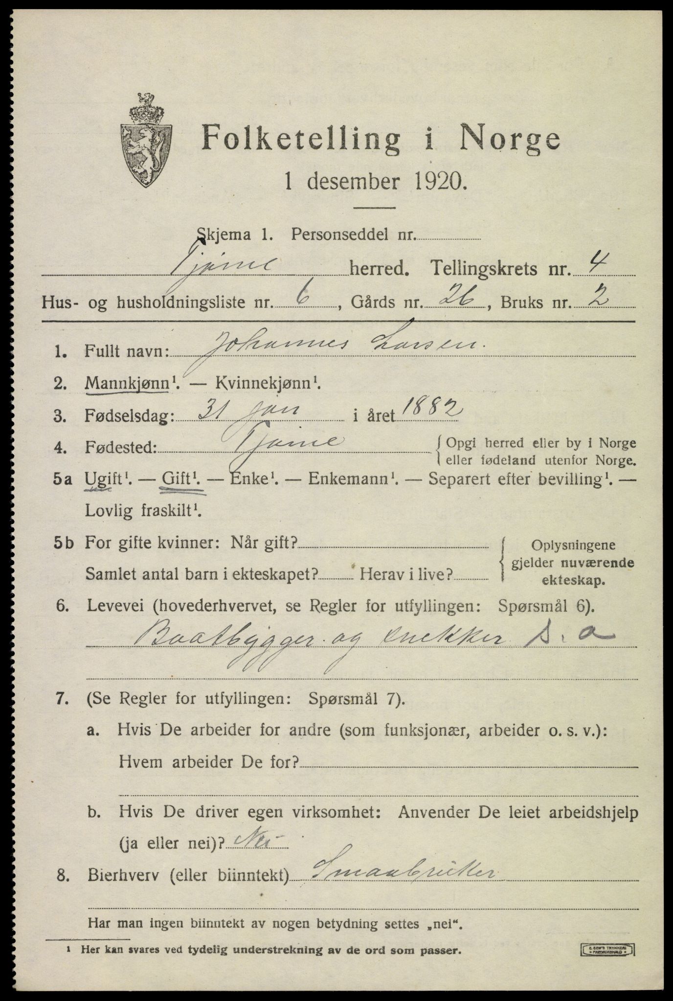 SAKO, 1920 census for Tjøme, 1920, p. 5615