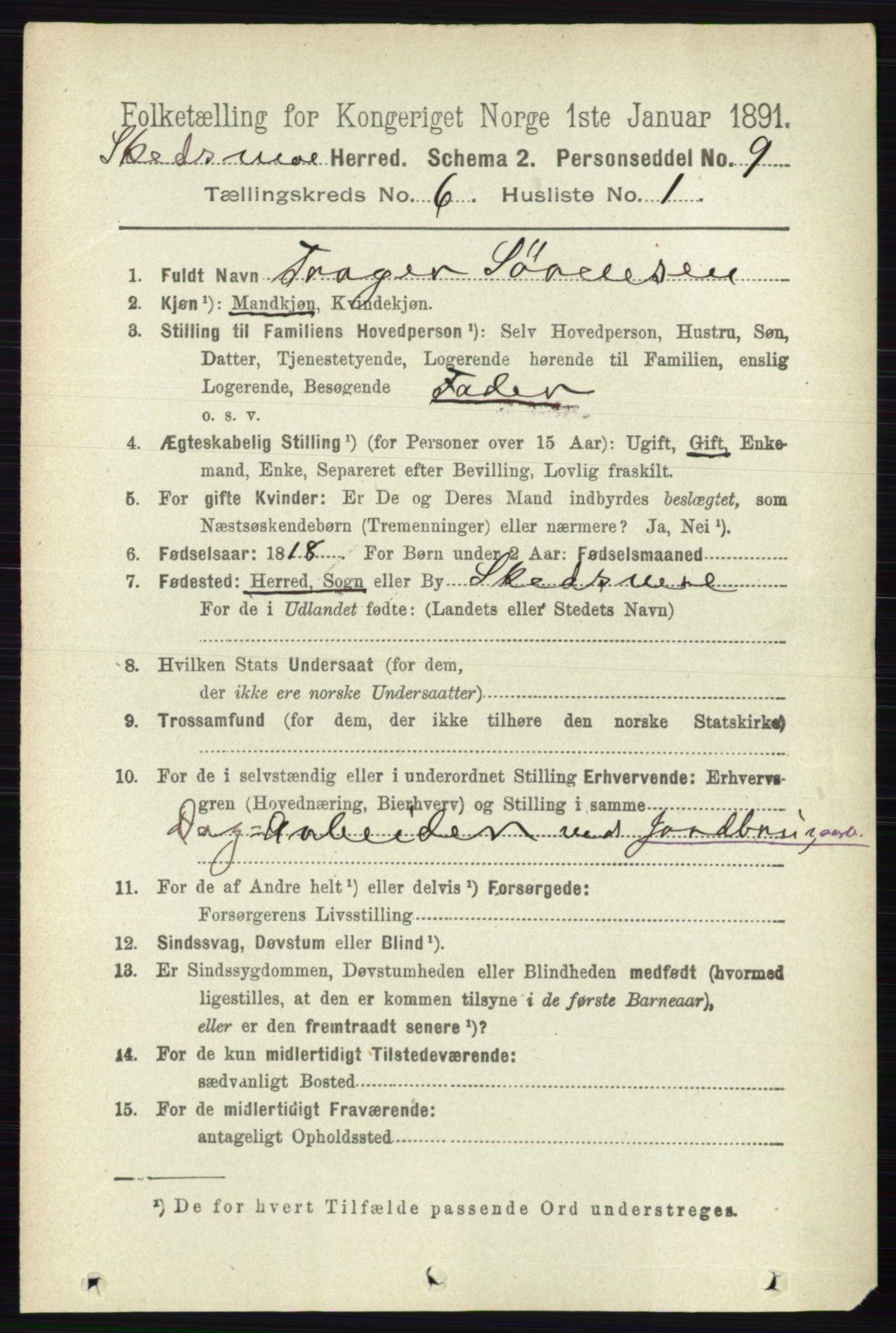 RA, 1891 census for 0231 Skedsmo, 1891, p. 2739