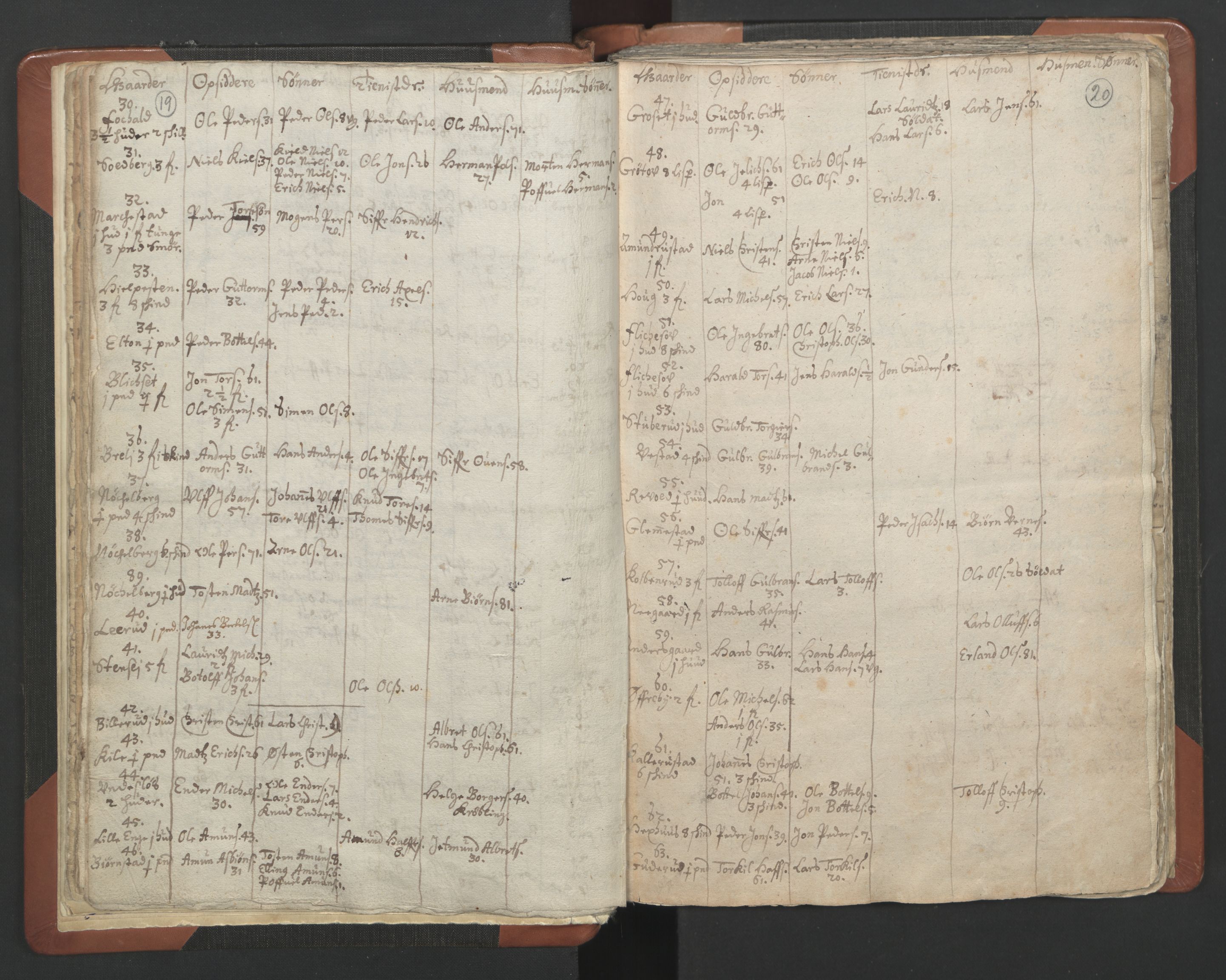 RA, Vicar's Census 1664-1666, no. 7: Hadeland deanery, 1664-1666, p. 19-20