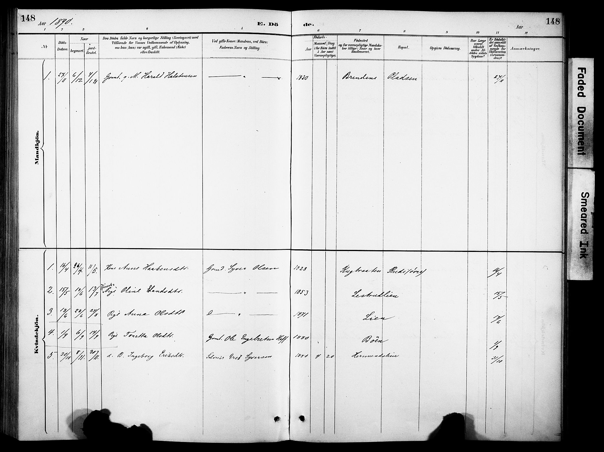 Sør-Aurdal prestekontor, AV/SAH-PREST-128/H/Ha/Haa/L0010: Parish register (official) no. 10, 1886-1906, p. 148